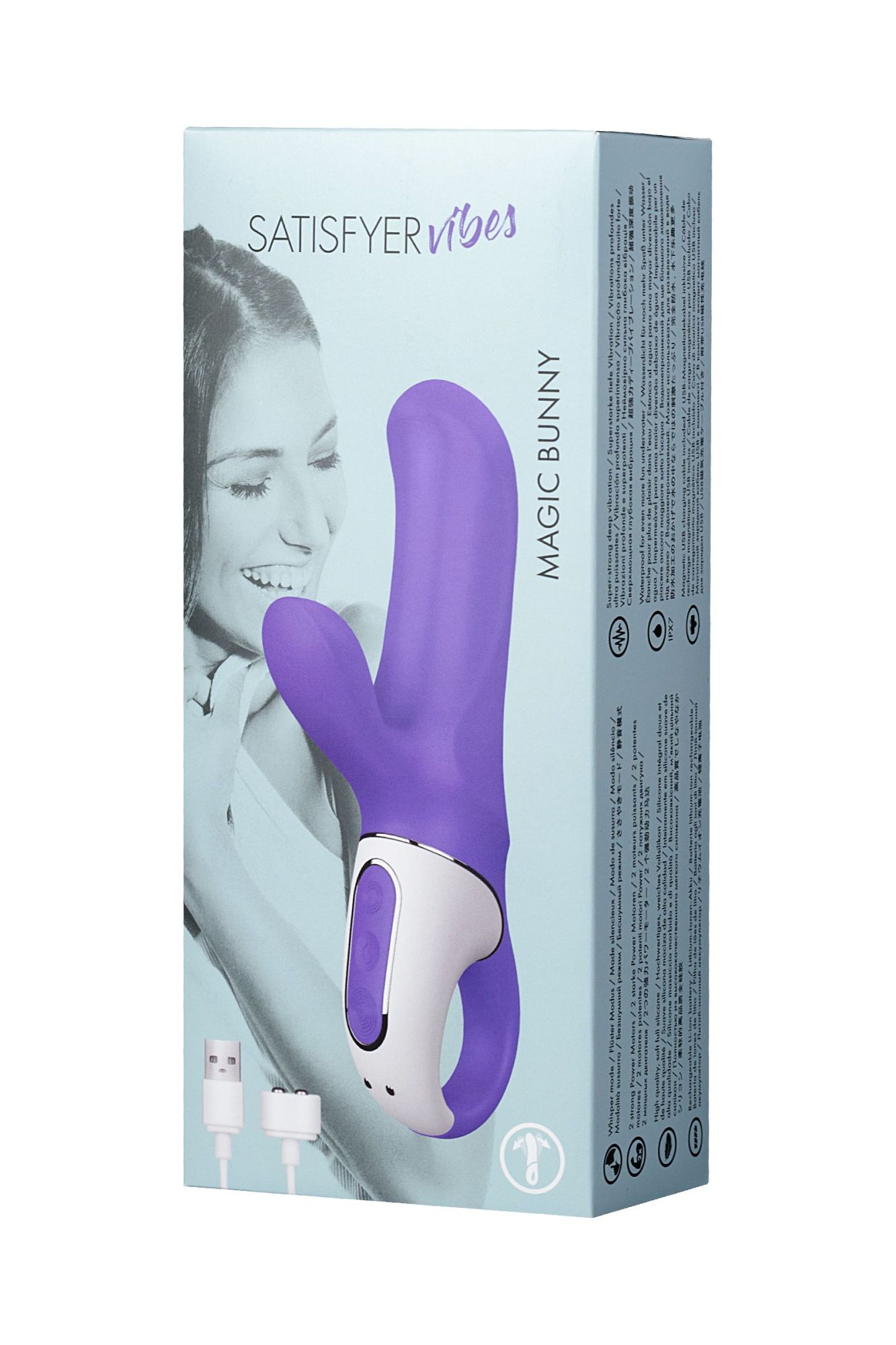 нереалистичный вибратор satisfyer vibes magic bunny, силикон, фиолетовый, 17,7 см. в России