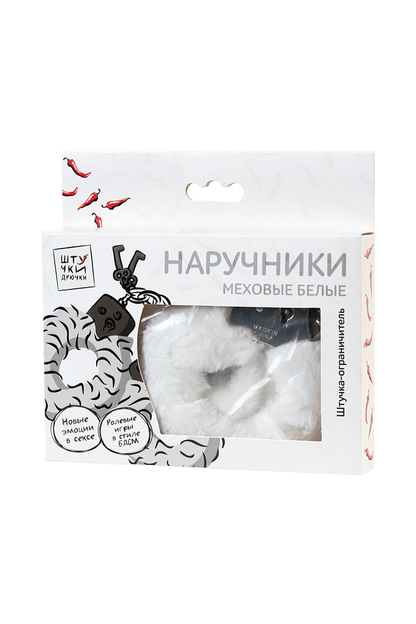 наручники штучки-дрючки, меховые, белые в России