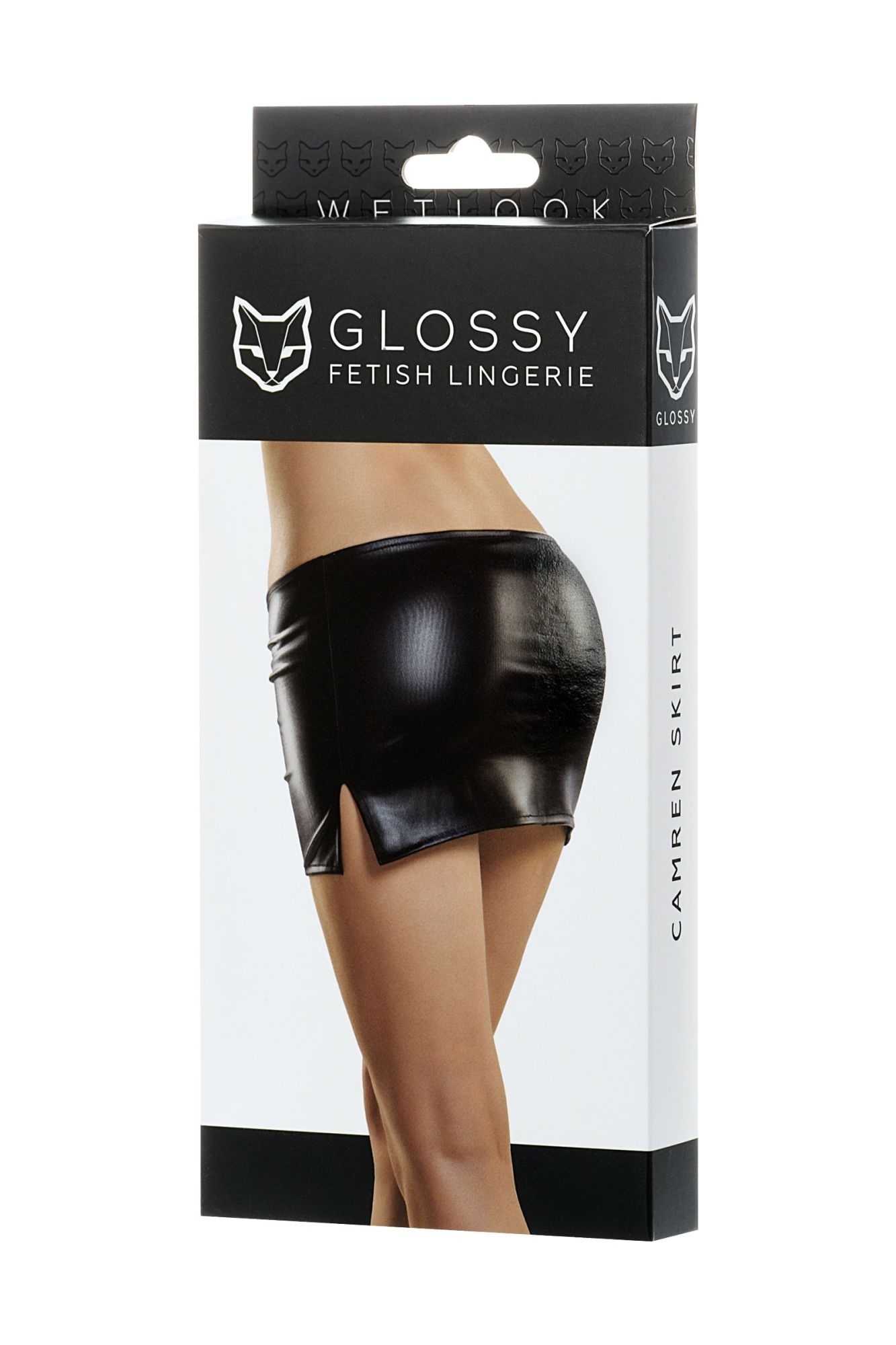 Эротическое мини-юбка glossy camren из материала wetlook, черный, l в России