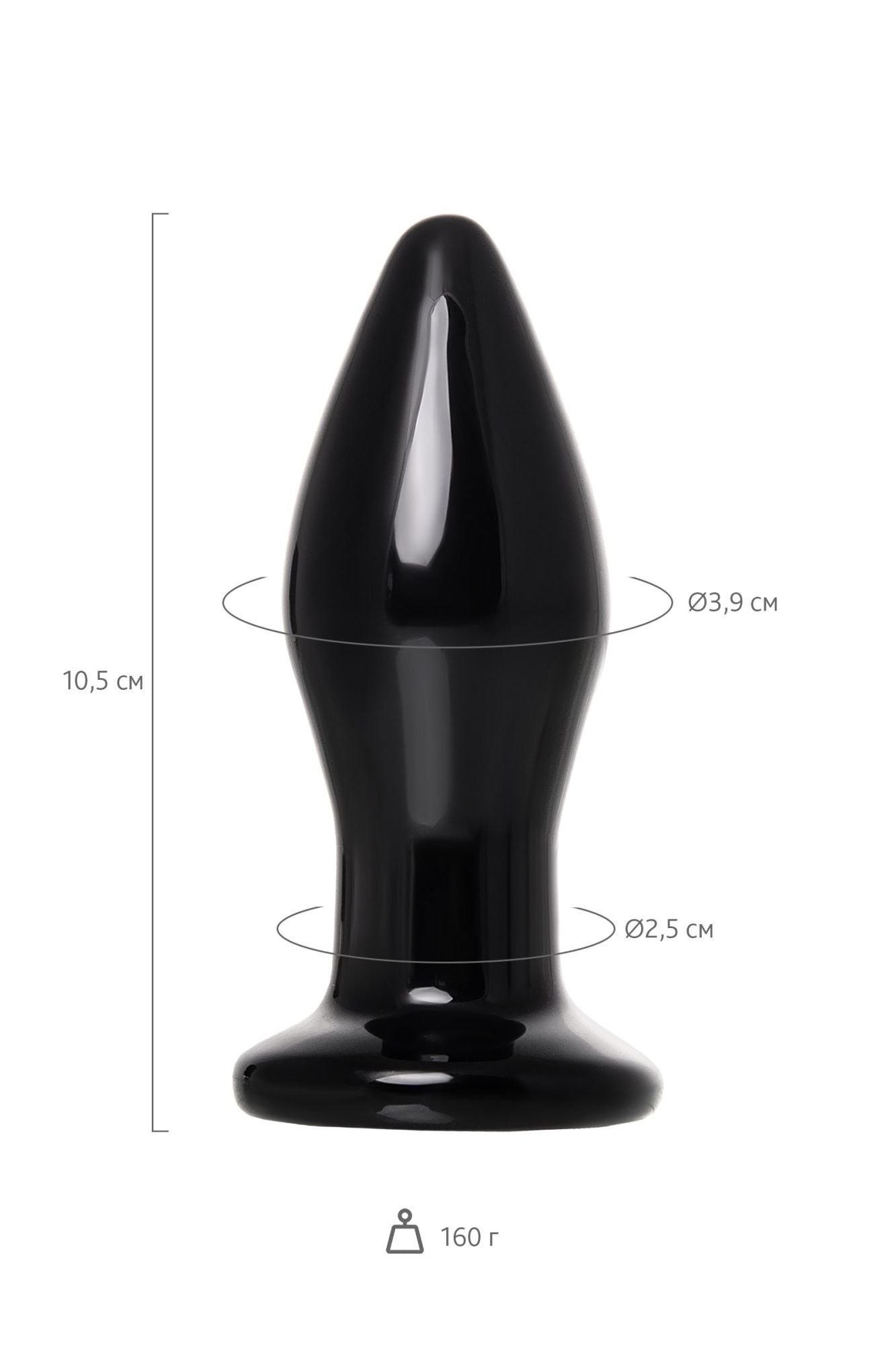 стеклянная вибровтулка sexus glass, стекло, черная, 10,5 см в России