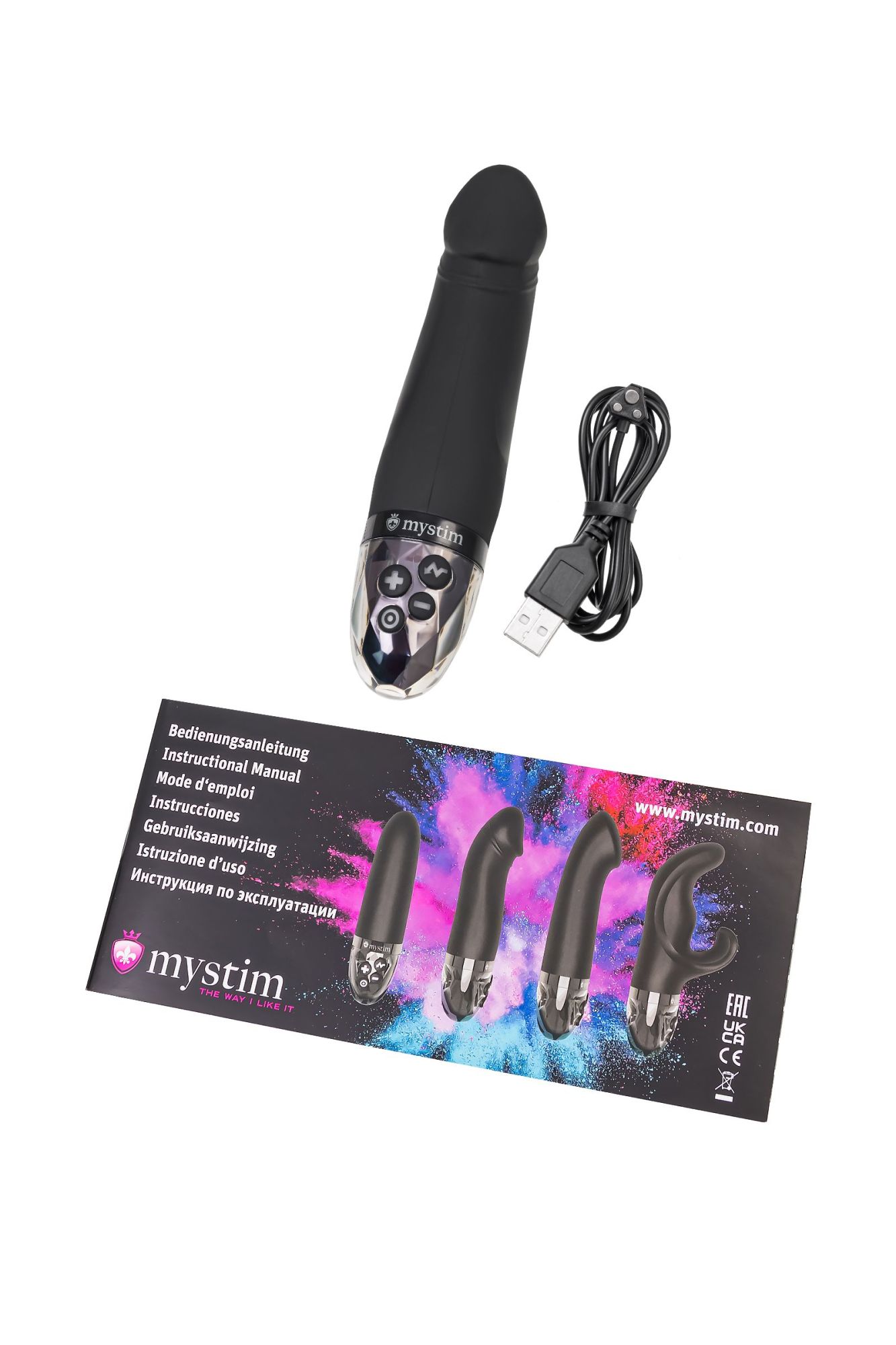 вибратор mystim real deal neal с электростимуляцией, силикон, черный, 16,5 см в России