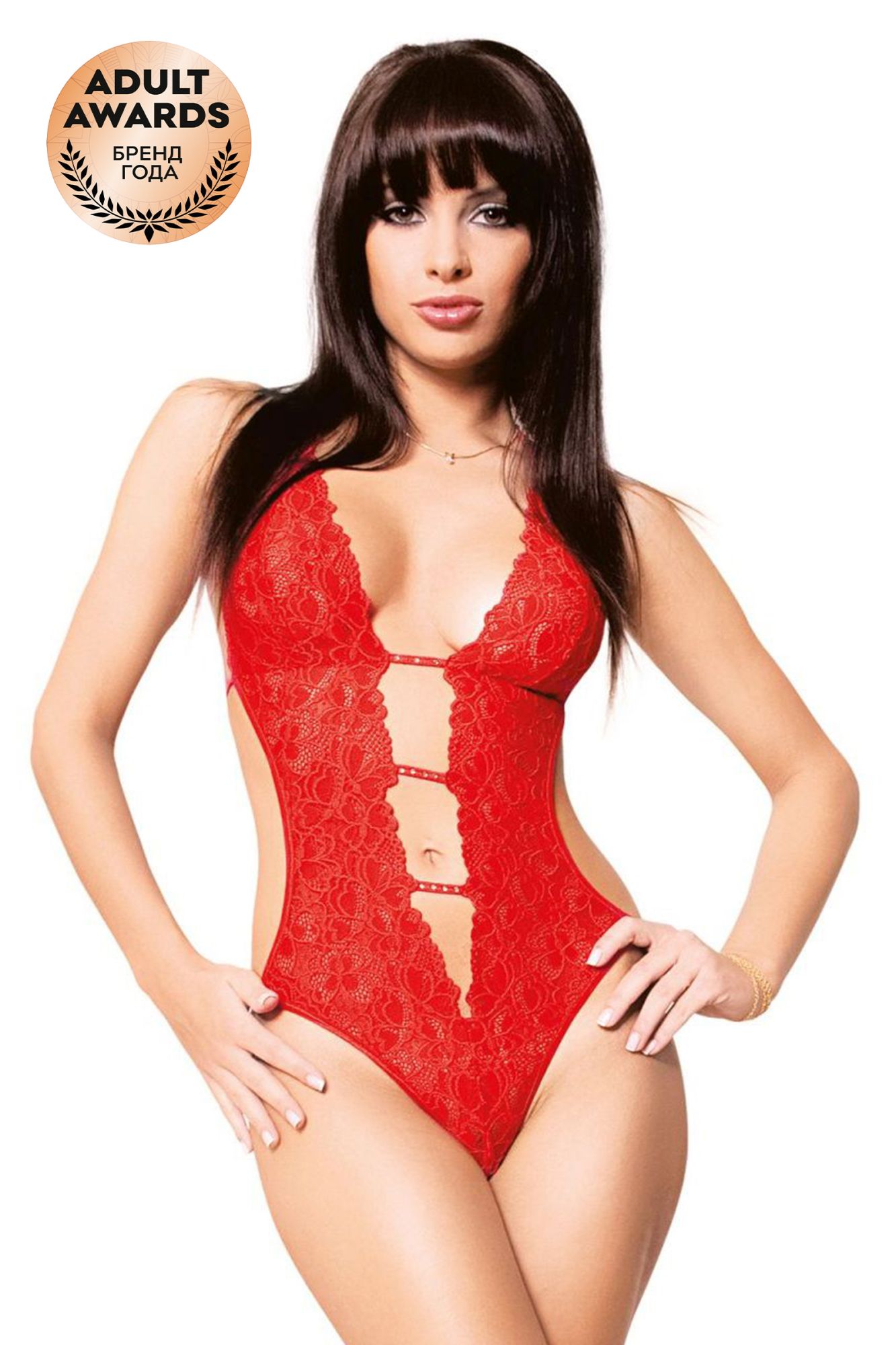 Эротическое боди c бантом сзади softline collection beth, красный, m/l в России