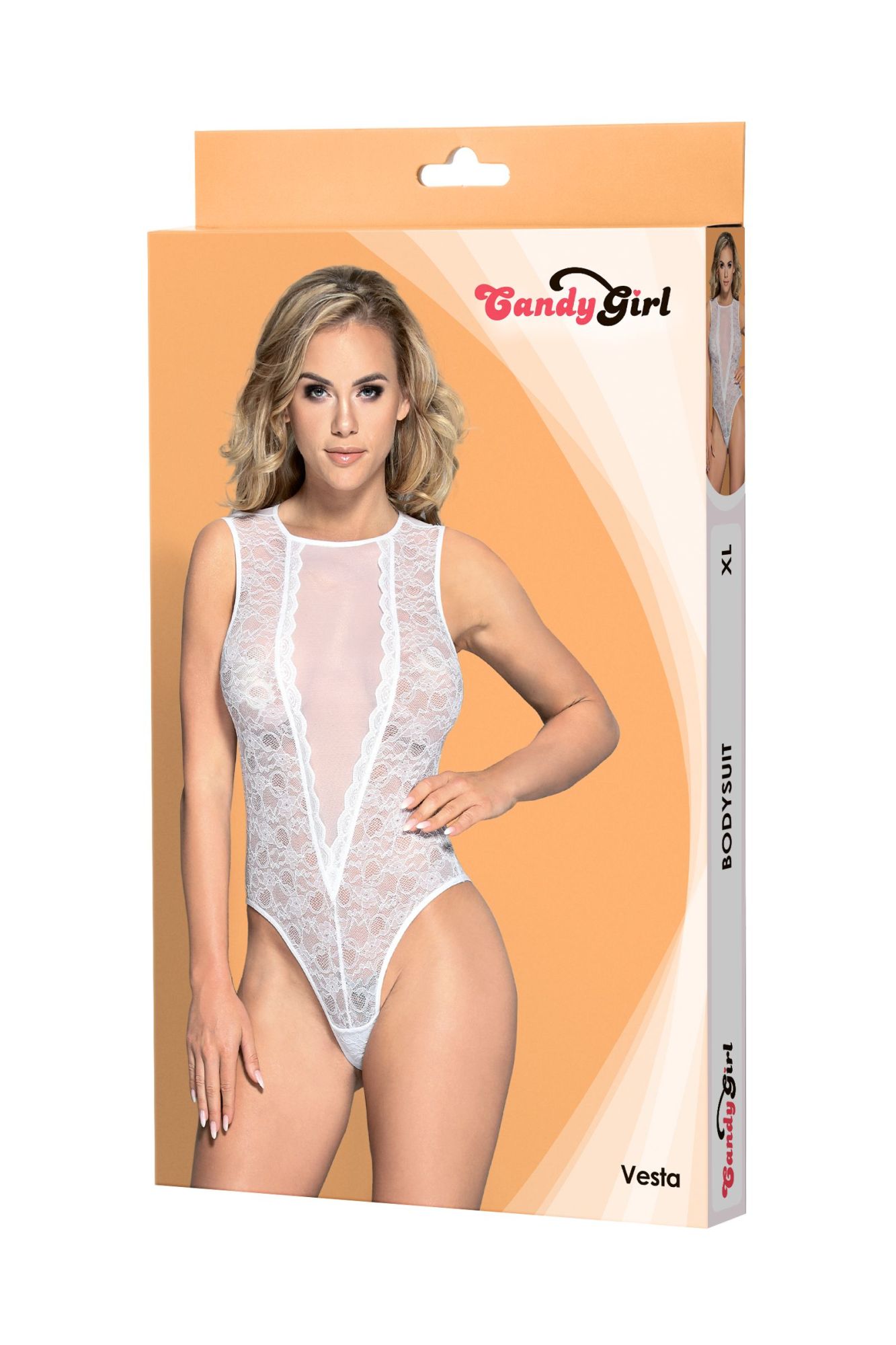 Эротическое боди candy girl vesta, белое, xl в России