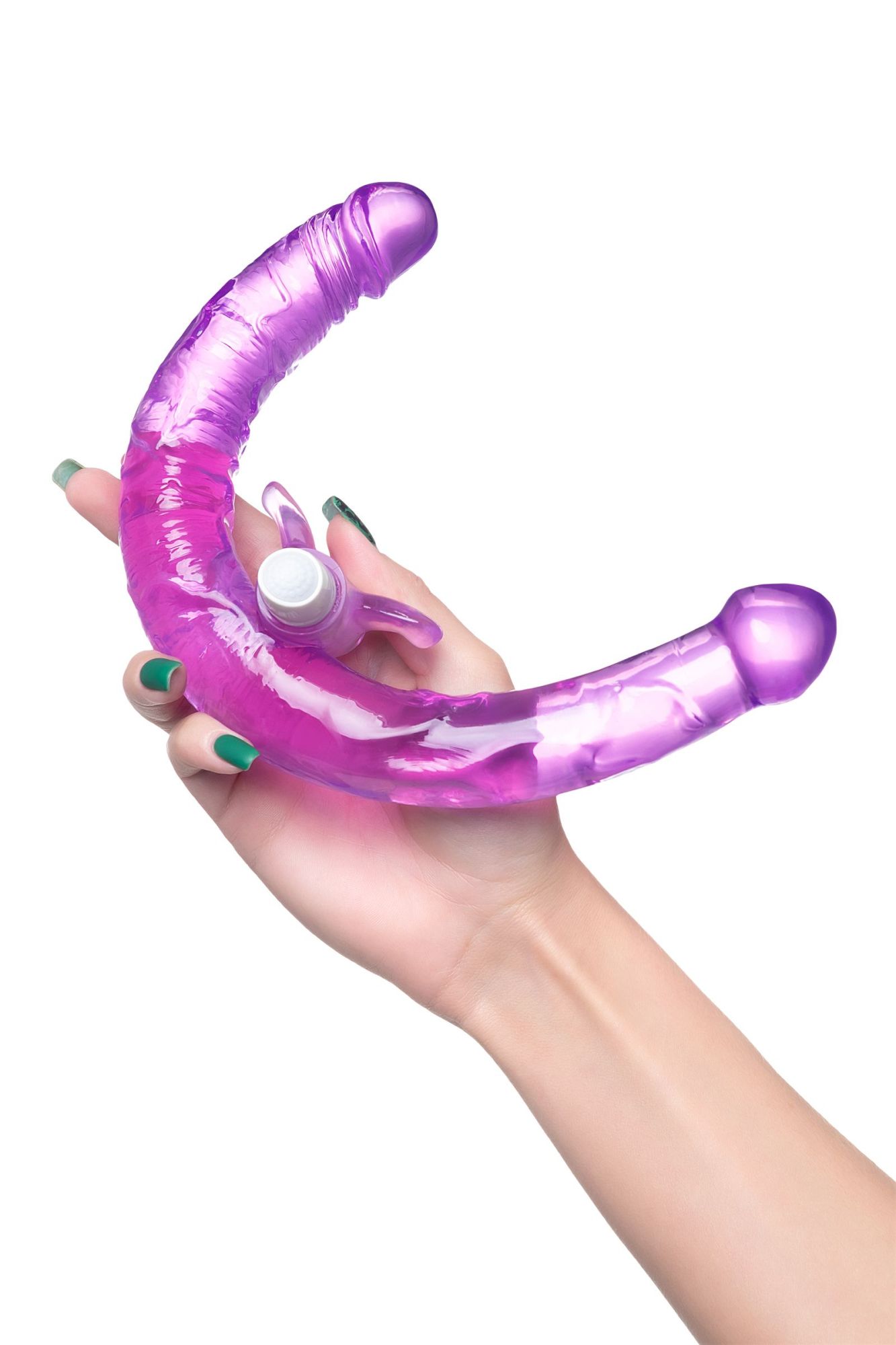 фаллоимитатор двусторонний с вибропулей toyfa double dildo with vibro bullet, tpr, фиолетовый, 35 см в России
