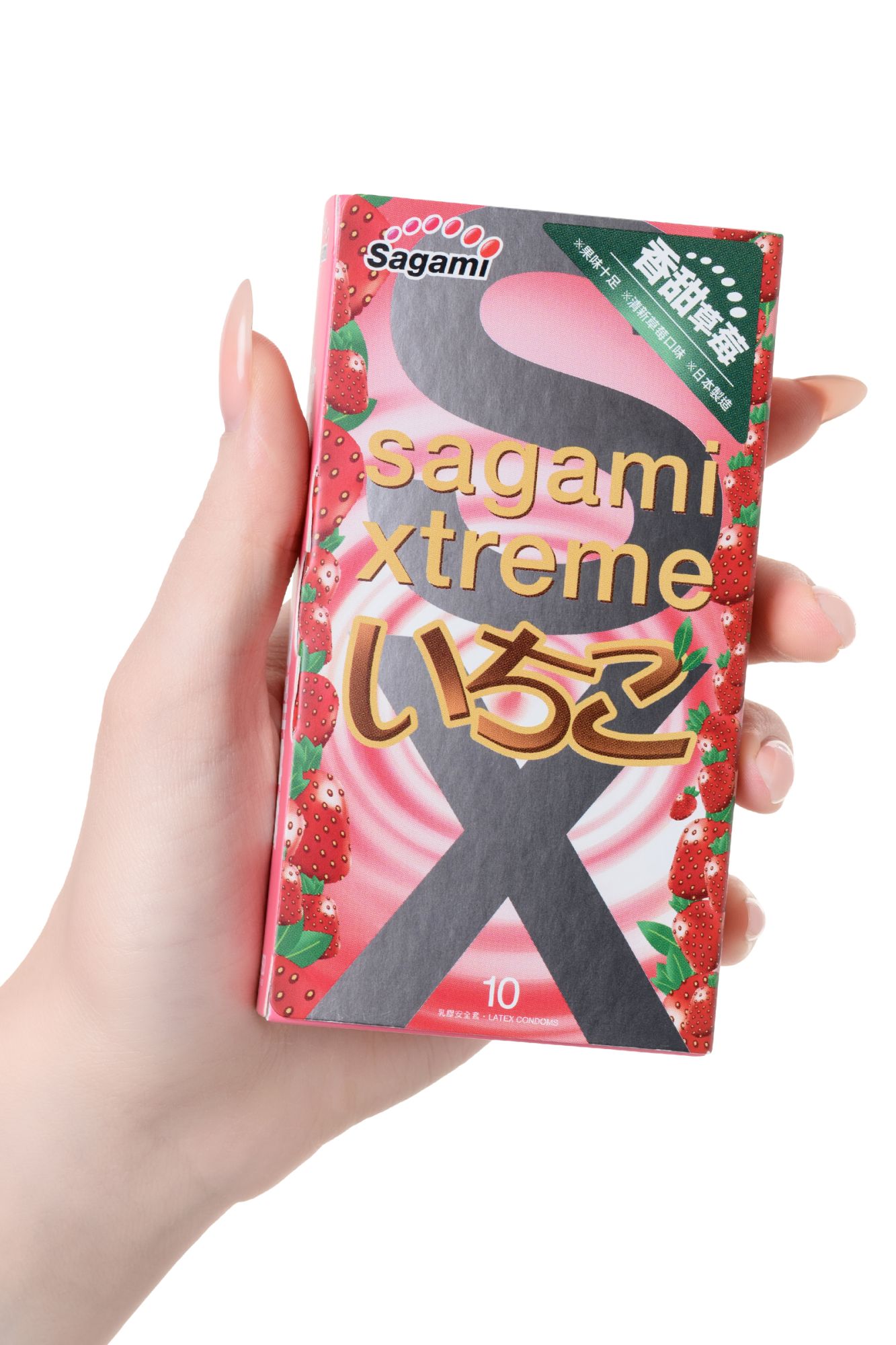 презервативы sagami, xtreme, strawberry, латекс, 19 см, 5,2 см, 10 шт. в России