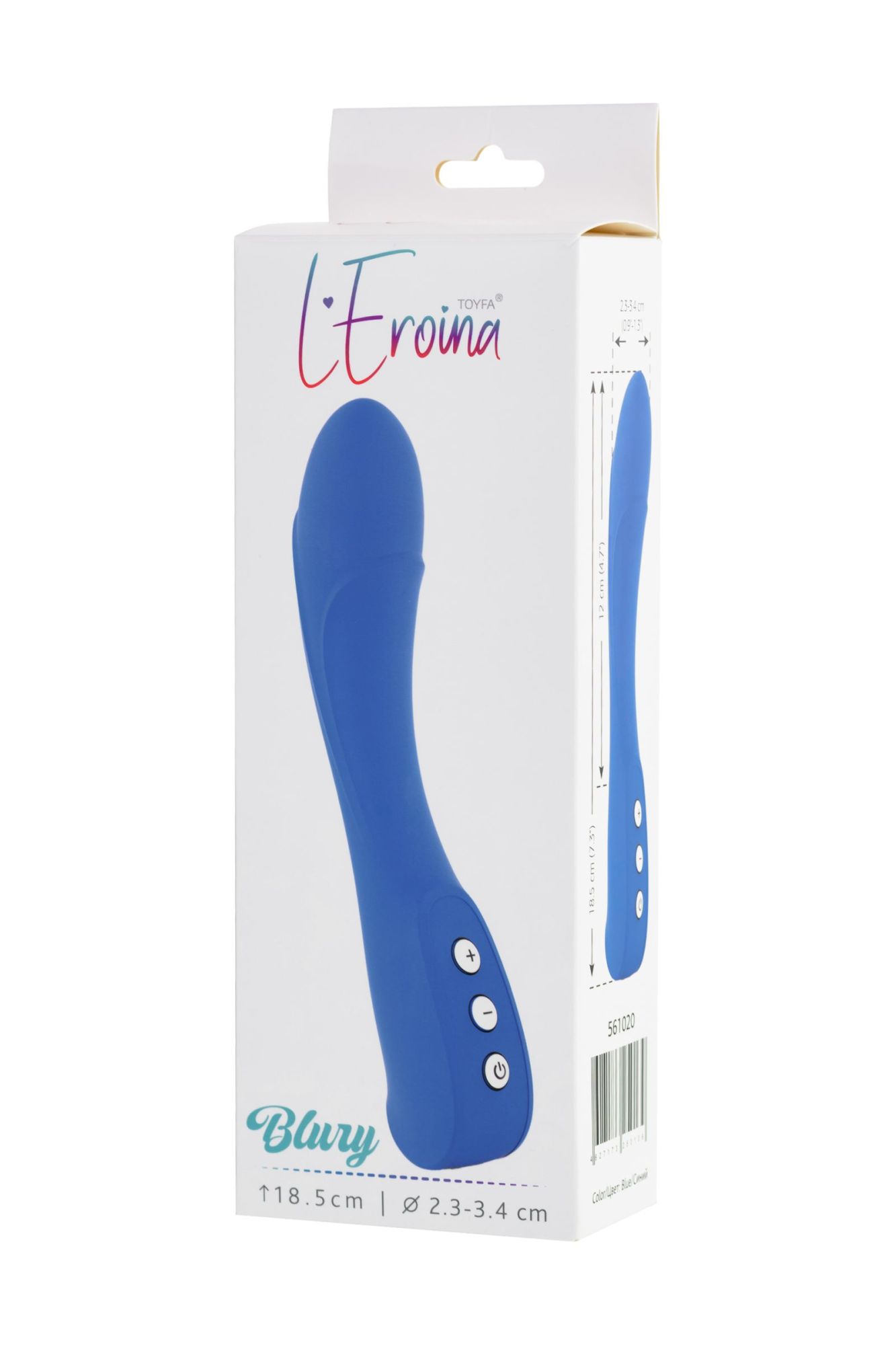 нереалистичный вибратор l'eroina by toyfa blury, силикон, синий, 18,5 см, ø 3,4 в России