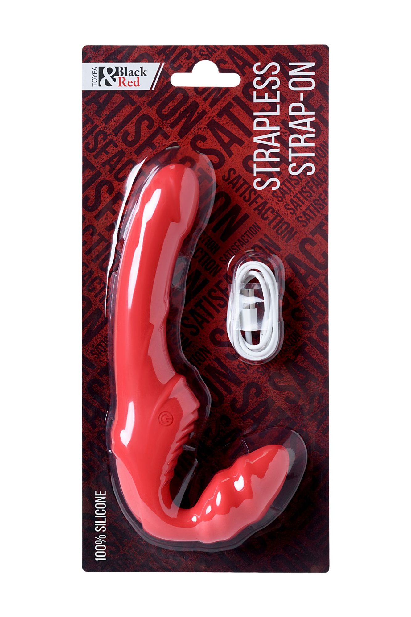 безремневой страпон black & red by toyfa с вибрацией, силикон, красный, 35 см в России