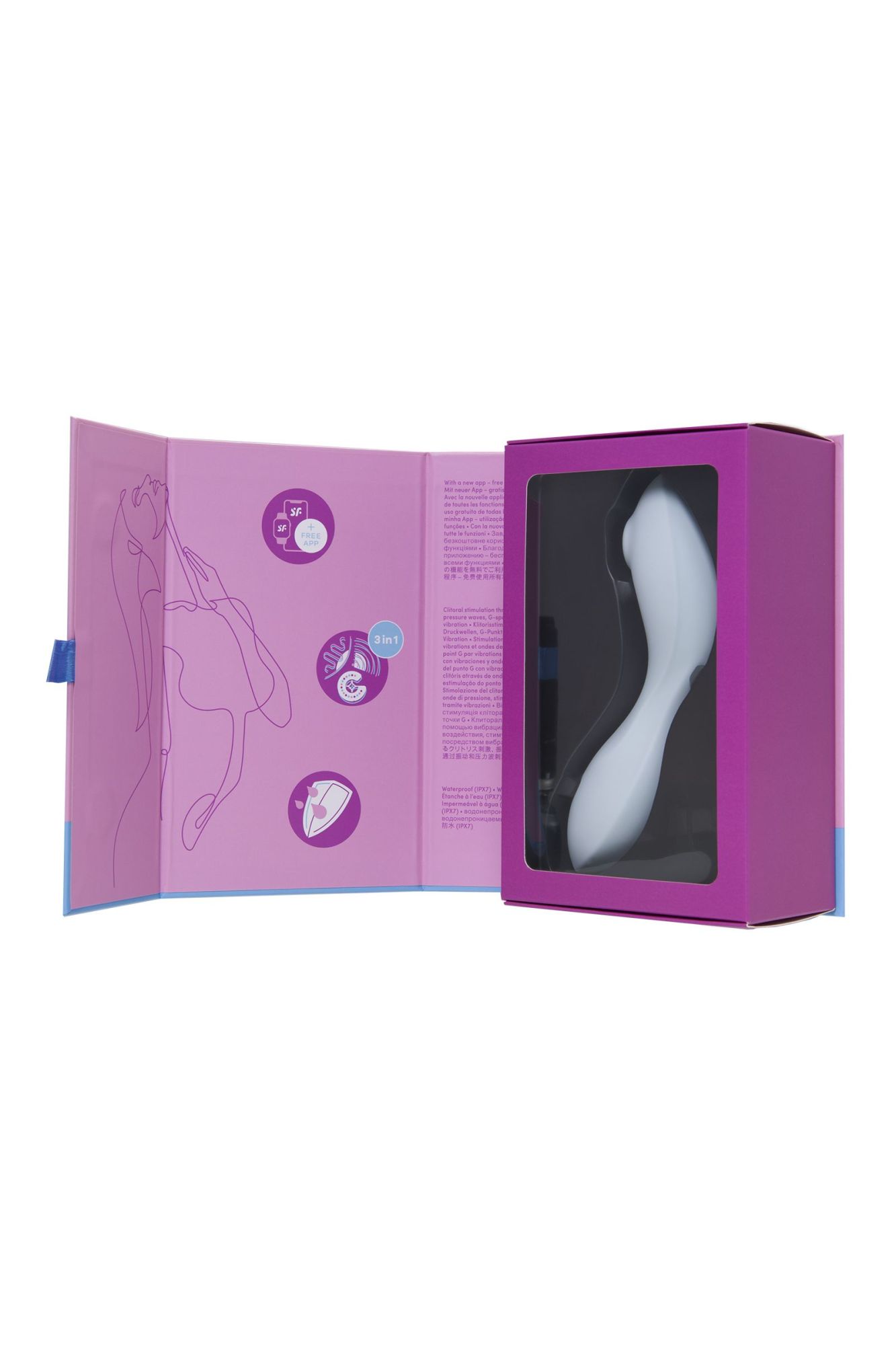 вакуумный стимулятор клитора satisfyer curvy trinity 5+, голубой в России