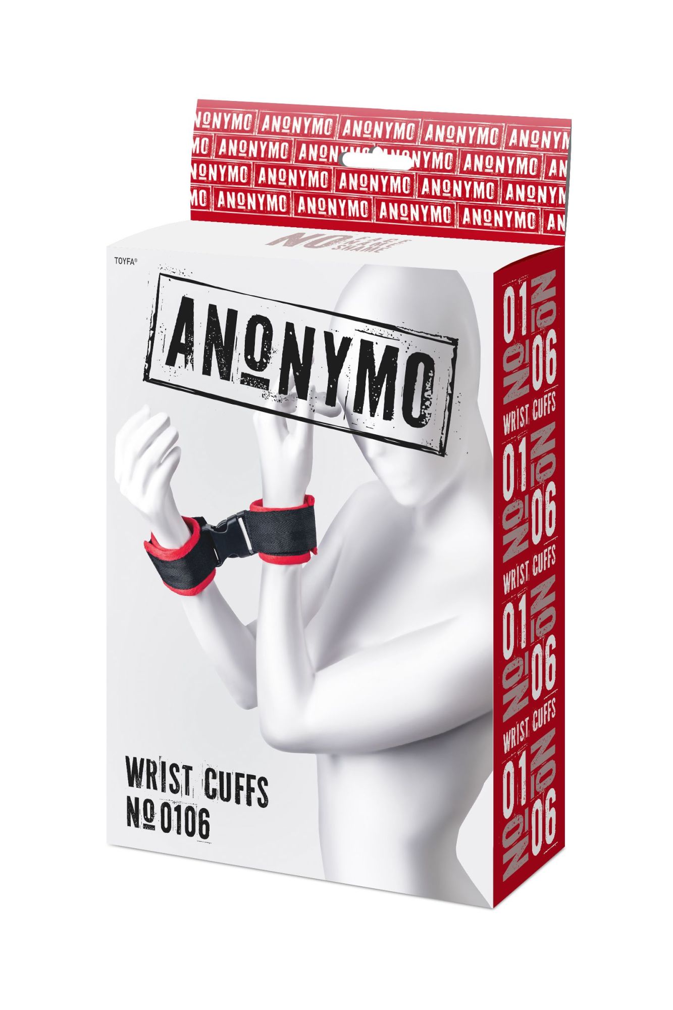 наручники anonymo #0106, велюр, красные, 24 см в России