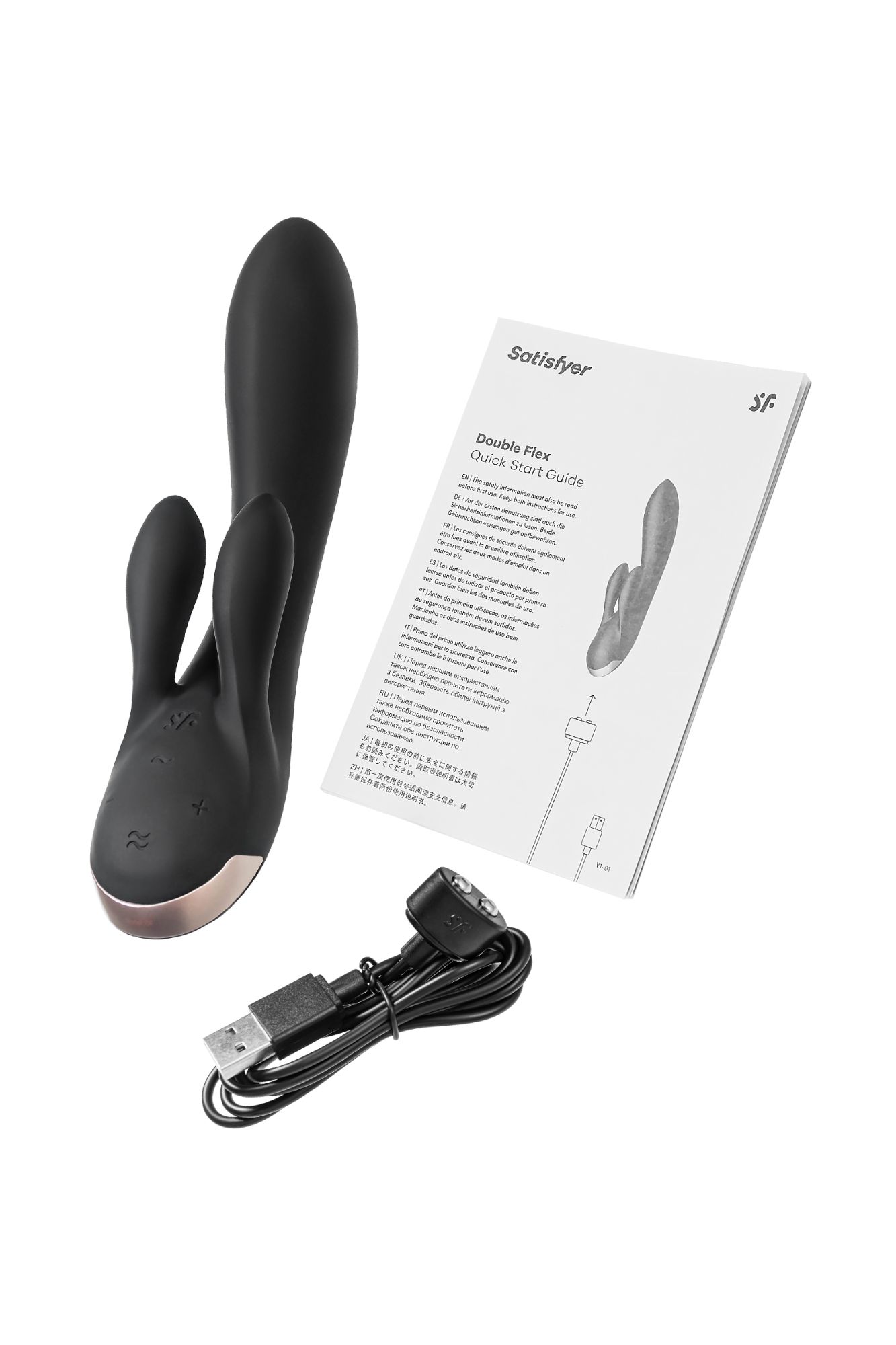 вибромассажер satisfyer double flex connect app, черный, силикон в России
