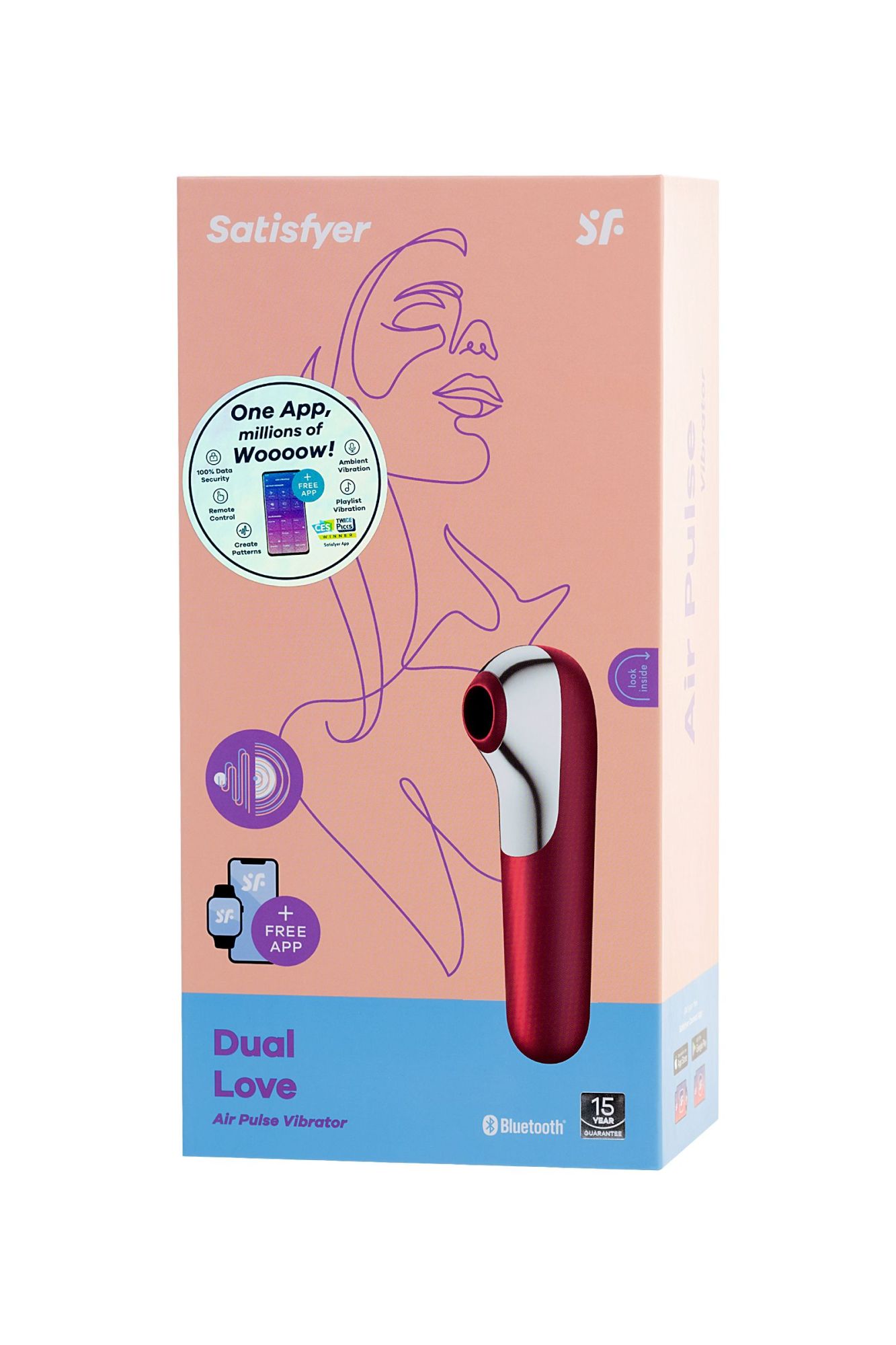 вакуум-волновой бесконтактный стимулятор клитора satisfyer dual love, силикон, красный, 16 см. в России