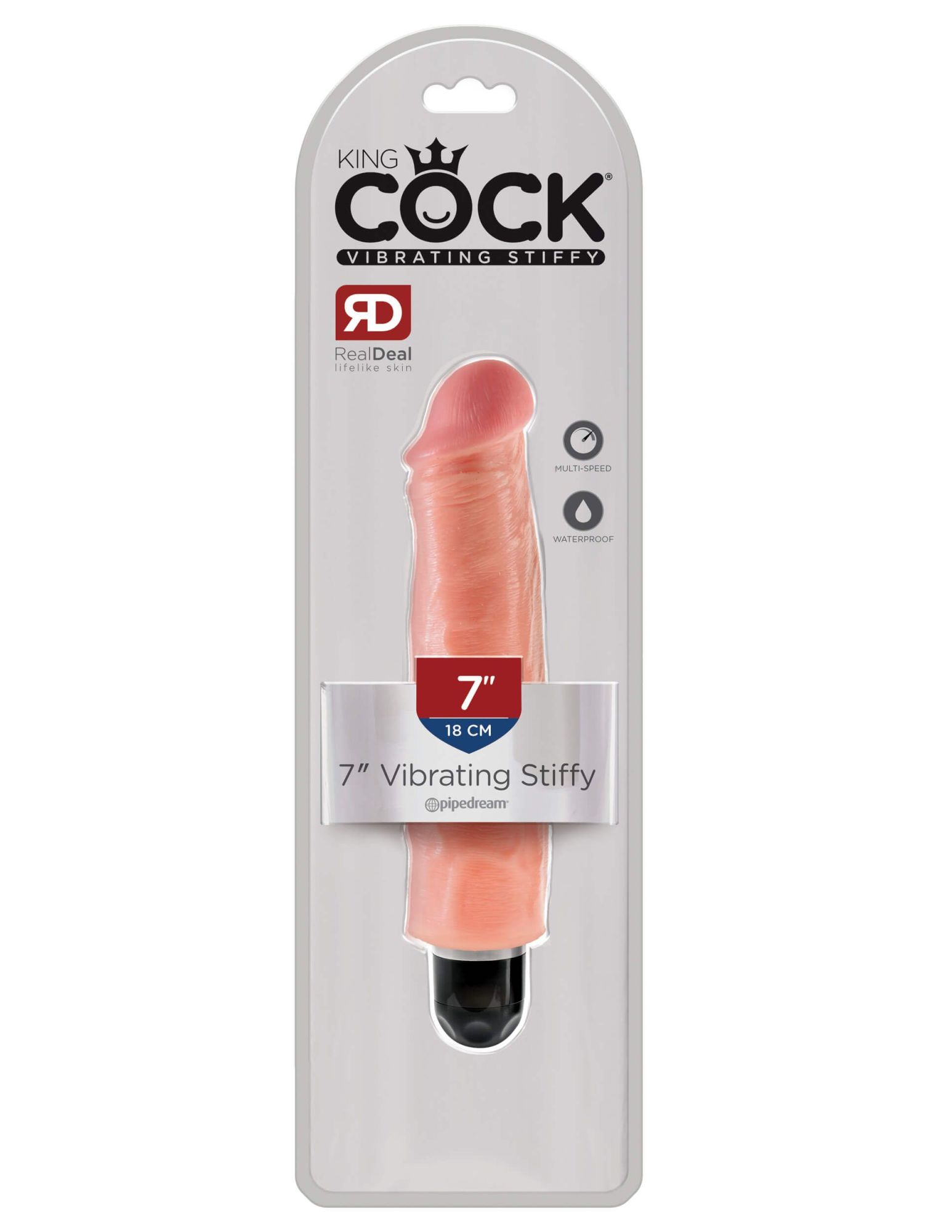 вибратор-реалистик pipedream king cock 7 inch vibrating stiffy, телесный в России
