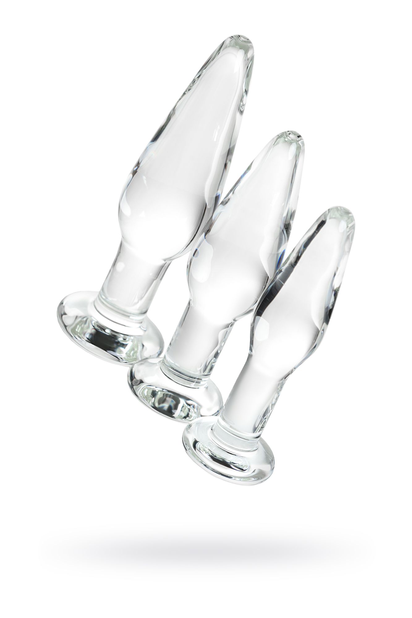 набор анальных втулок sexus glass, стекло, прозрачный, 14/12,5/12 см, ø 4/3,5/3 см в России