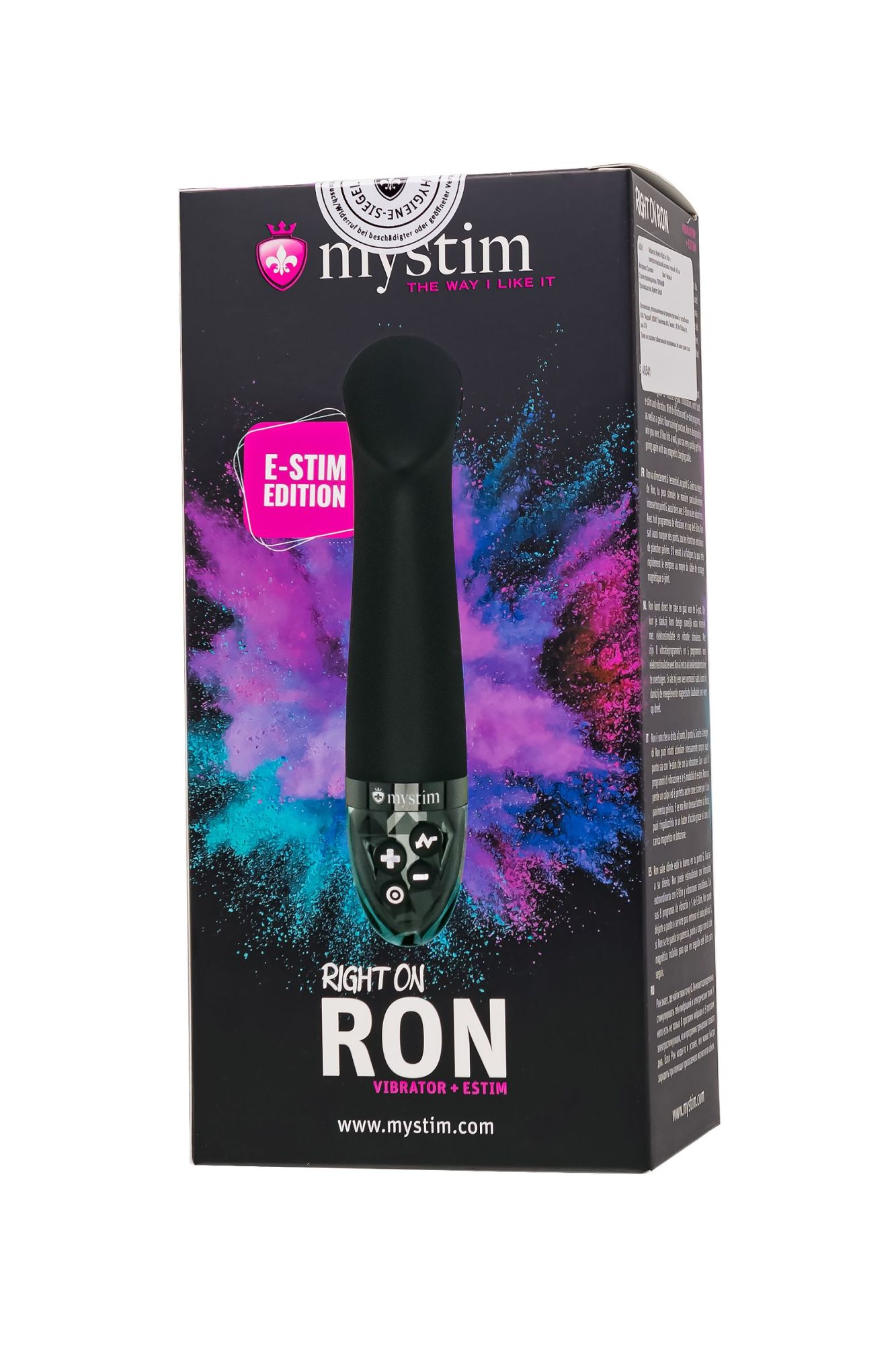вибратор mystim right on ron с электростимуляцией,силикон, черный, 16,5 см в России