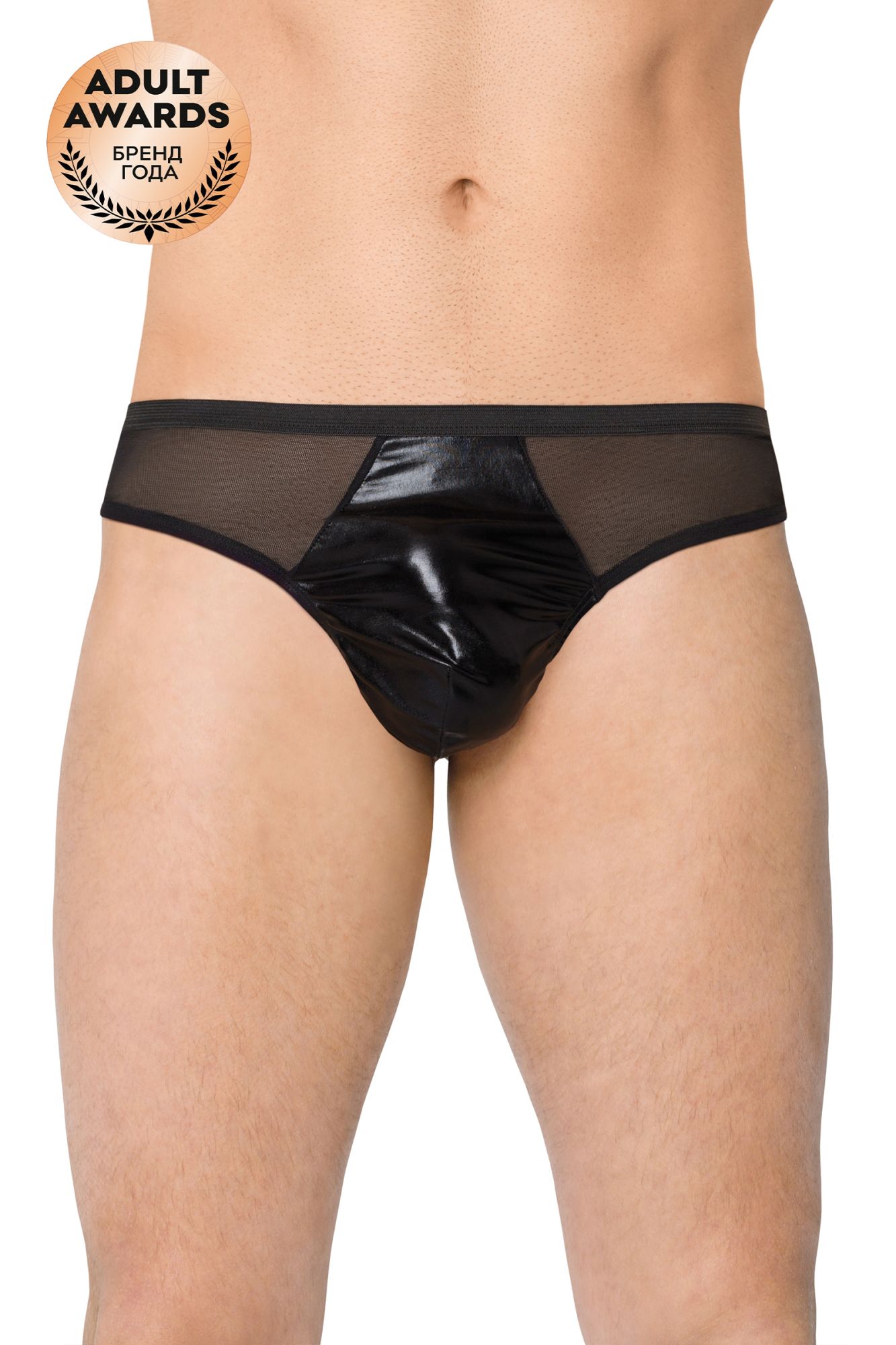 Эротическое трусы мужские wetlook + сетка softline collection, черный, xl в России