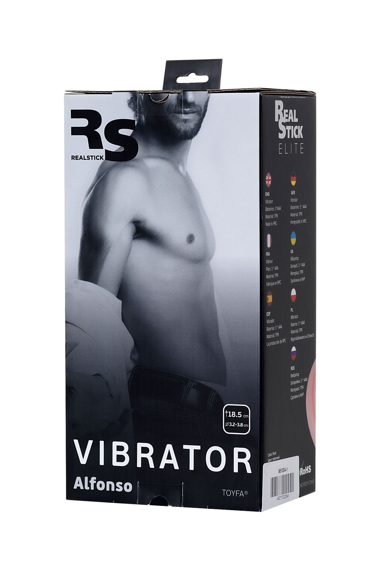реалистичный вибратор realstick elite alfonso, tpr, телесный, 18,5 см в России