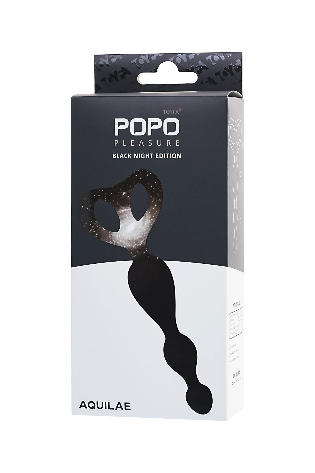 анальная втулка popo pleasure by toyfa aquilae, водонепроницаемая, силикон, черная, 18 см, ø 3 см в России