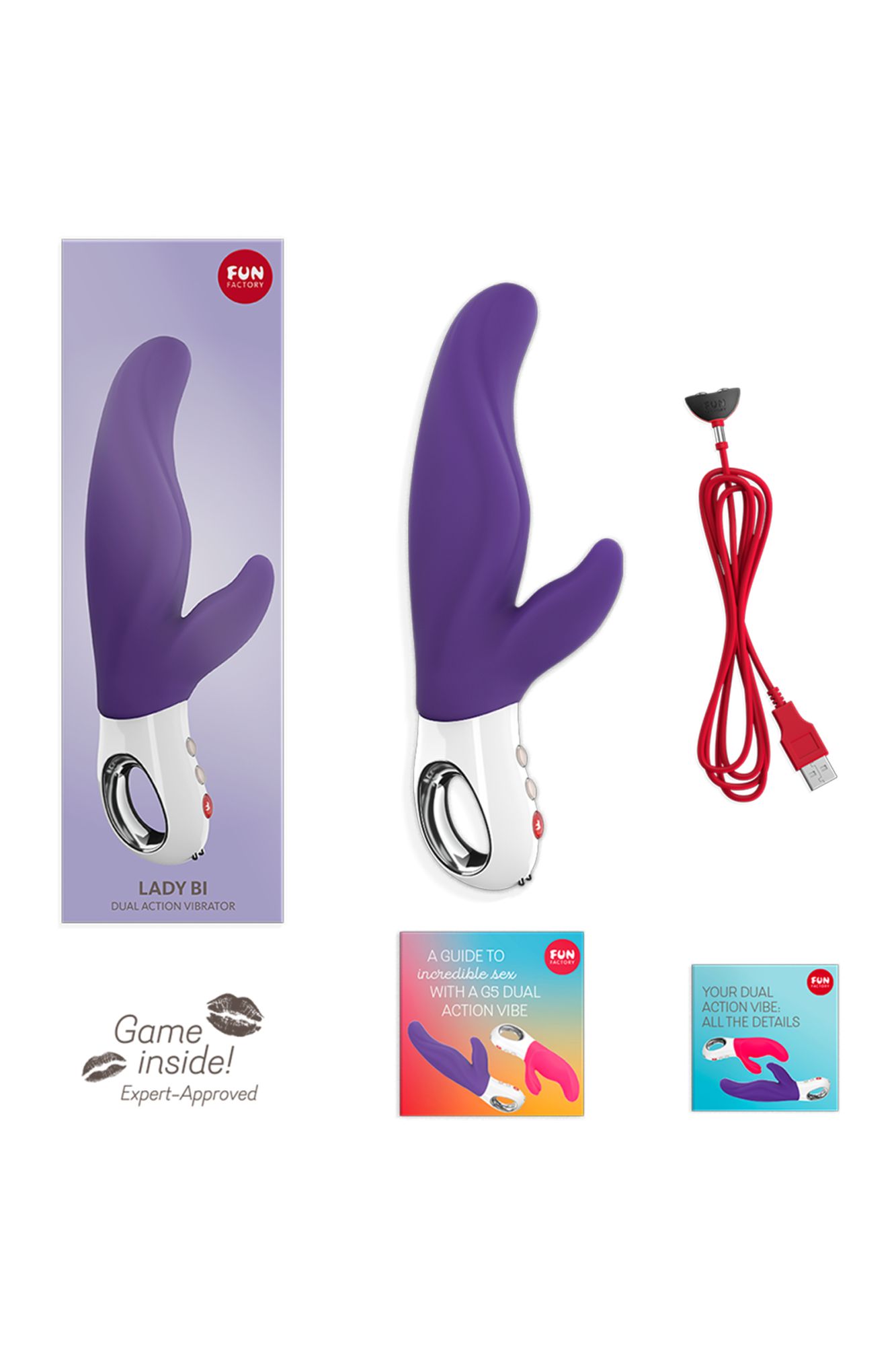 вибратор fun factory lady bi, силикон, фиолетовый, 22 см в России
