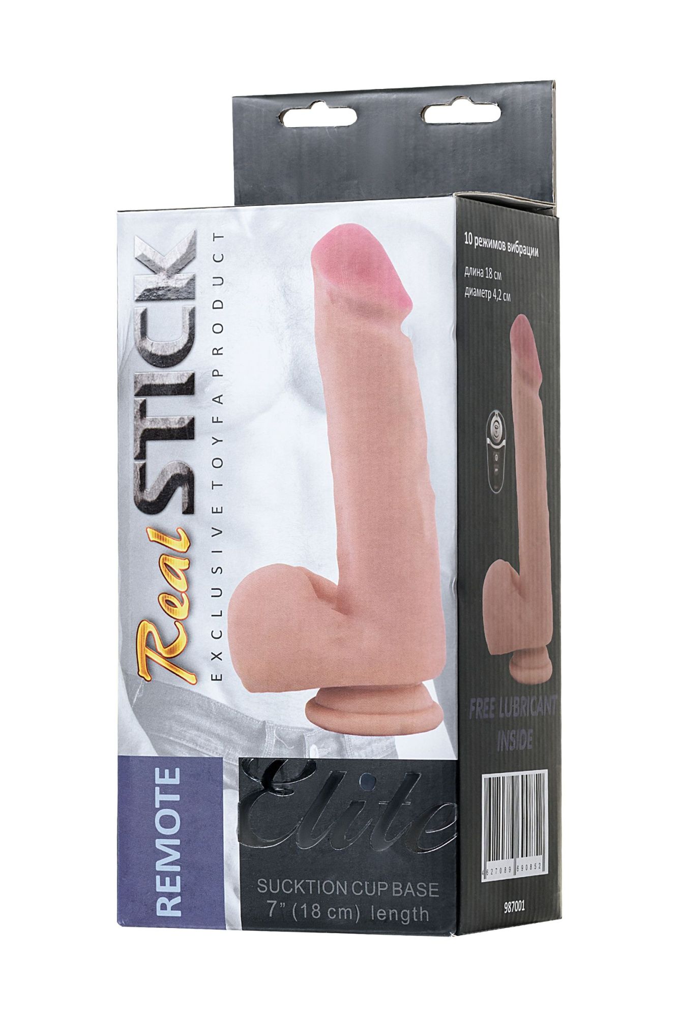 вибратор с пультом ду toyfa realstick elite vibro, tpr, телесный, 10 режимов вибрации, 21 см в России