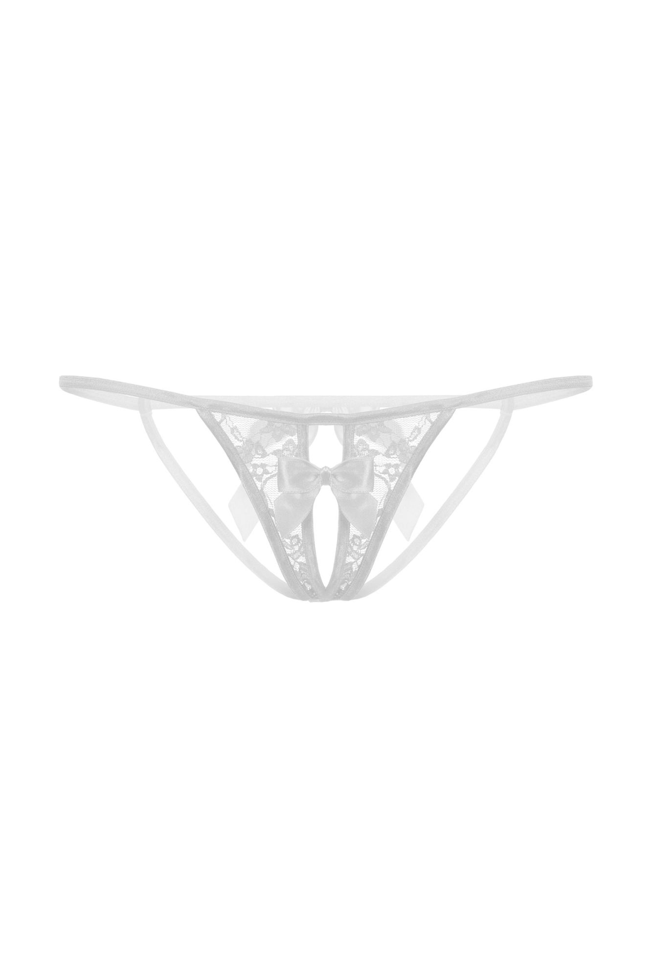 Эротическое стринги с бантиком открытые кружевные softline collection, белый, s/l в России