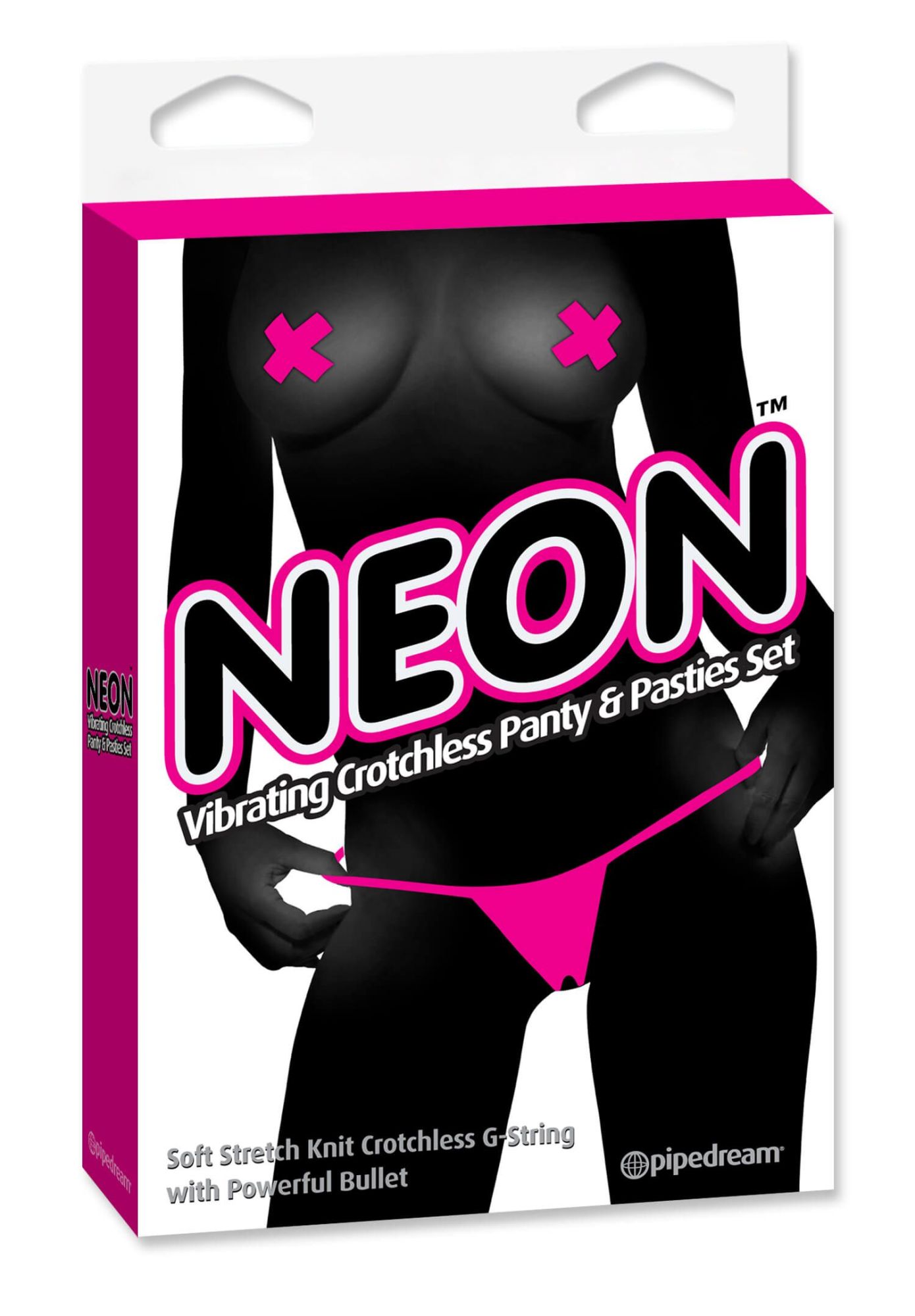 набор pipedream neon vibrating crotchless panty & pasties set, розовый в России