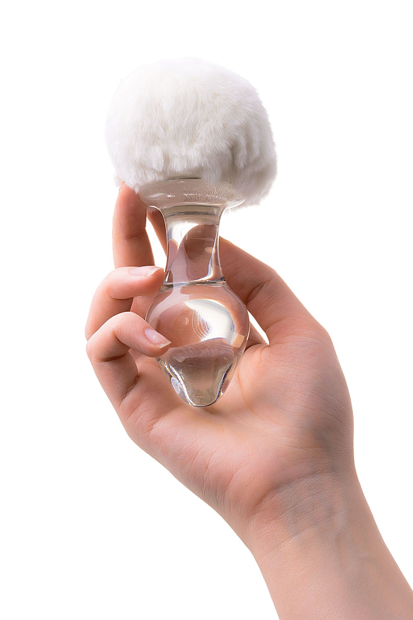 анальная втулка sexus glass, с белым хвостиком, стекло, прозрачная, 14 см, ø 4 см в России