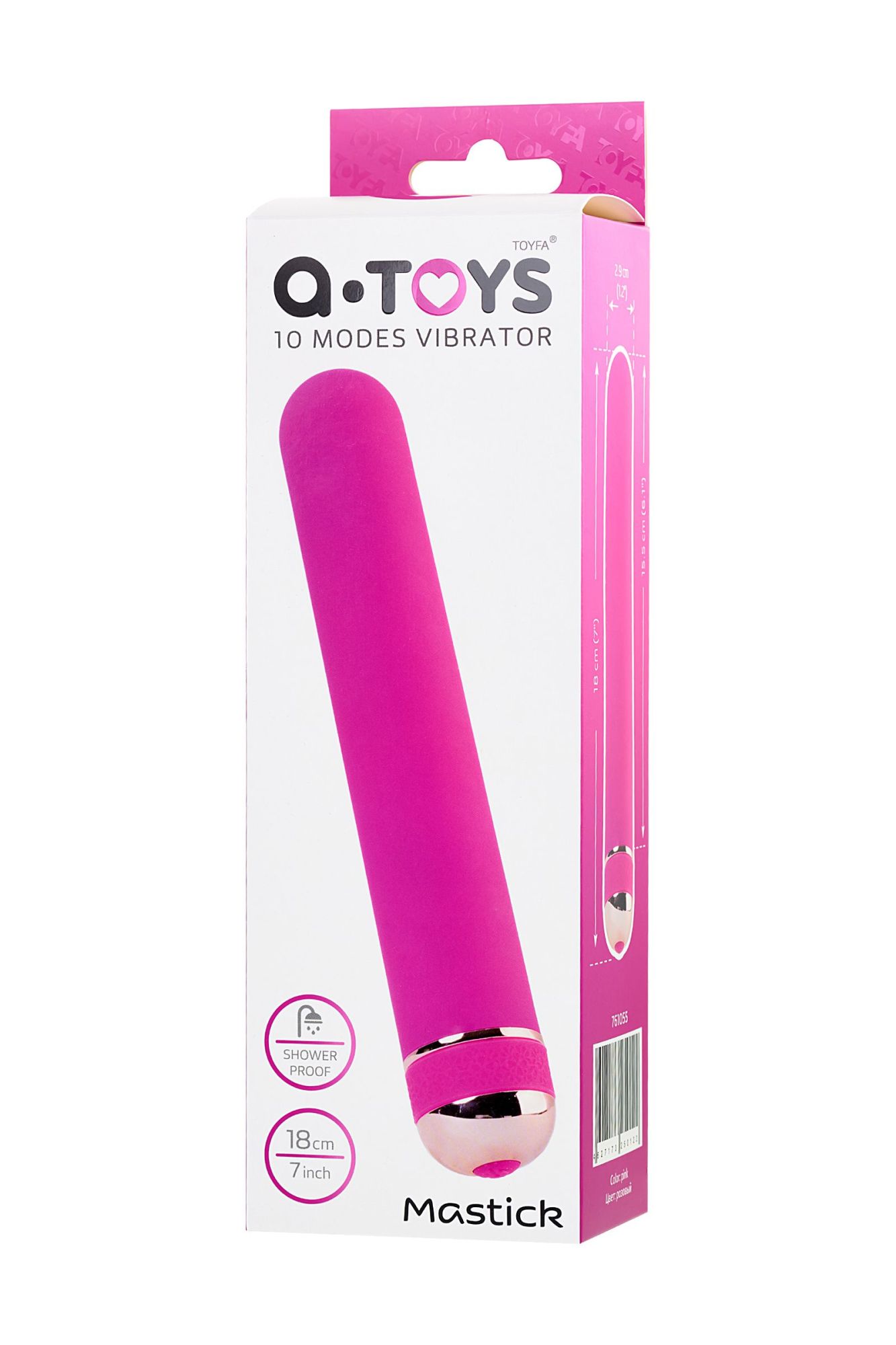 нереалистичный вибратор a-toys by toyfa mastick, abs пластик, розовый, 18 см в России