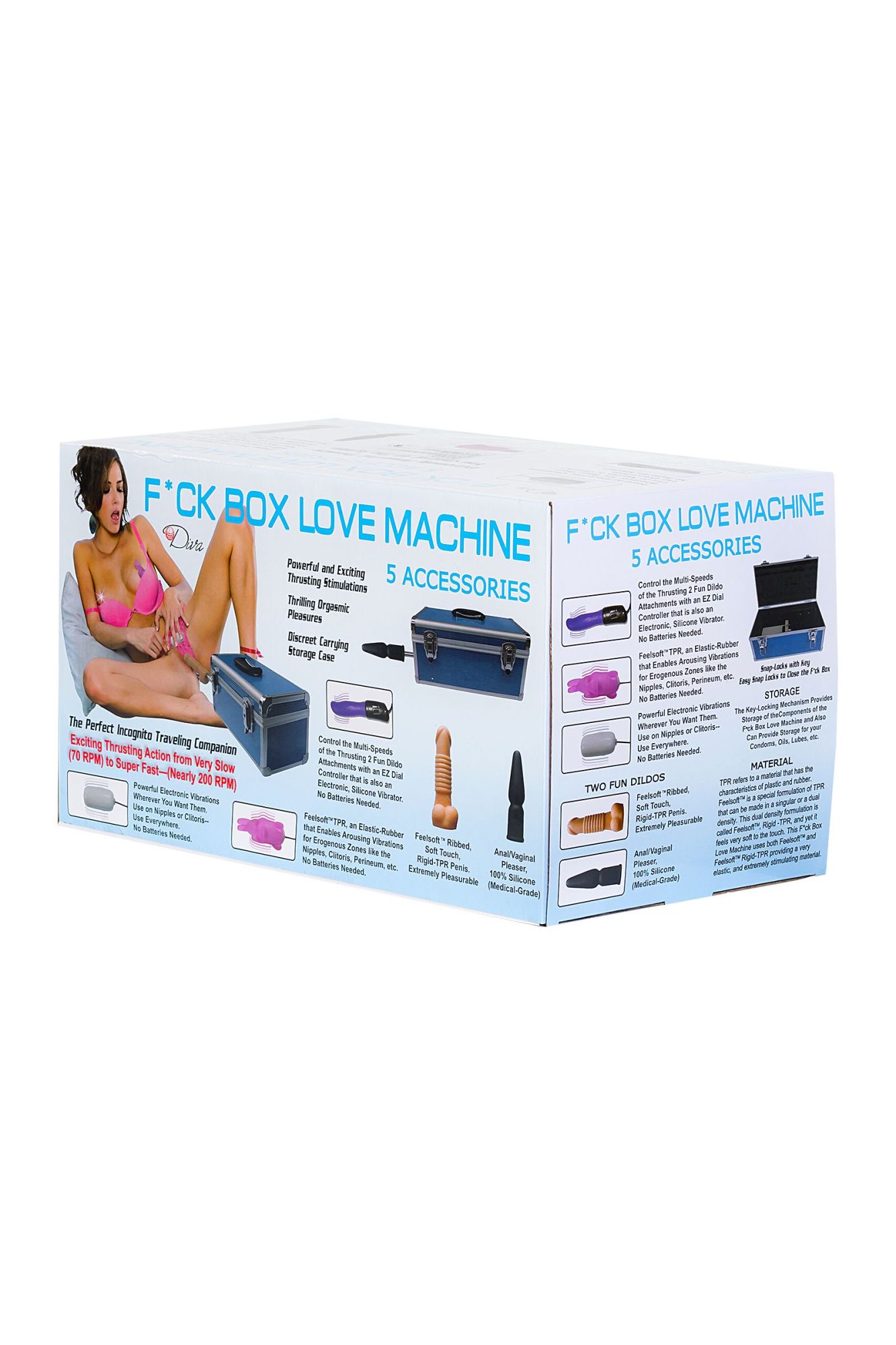 секс-машина diva fuck box, c двумя насадками, металл, синяя, 39 см в России