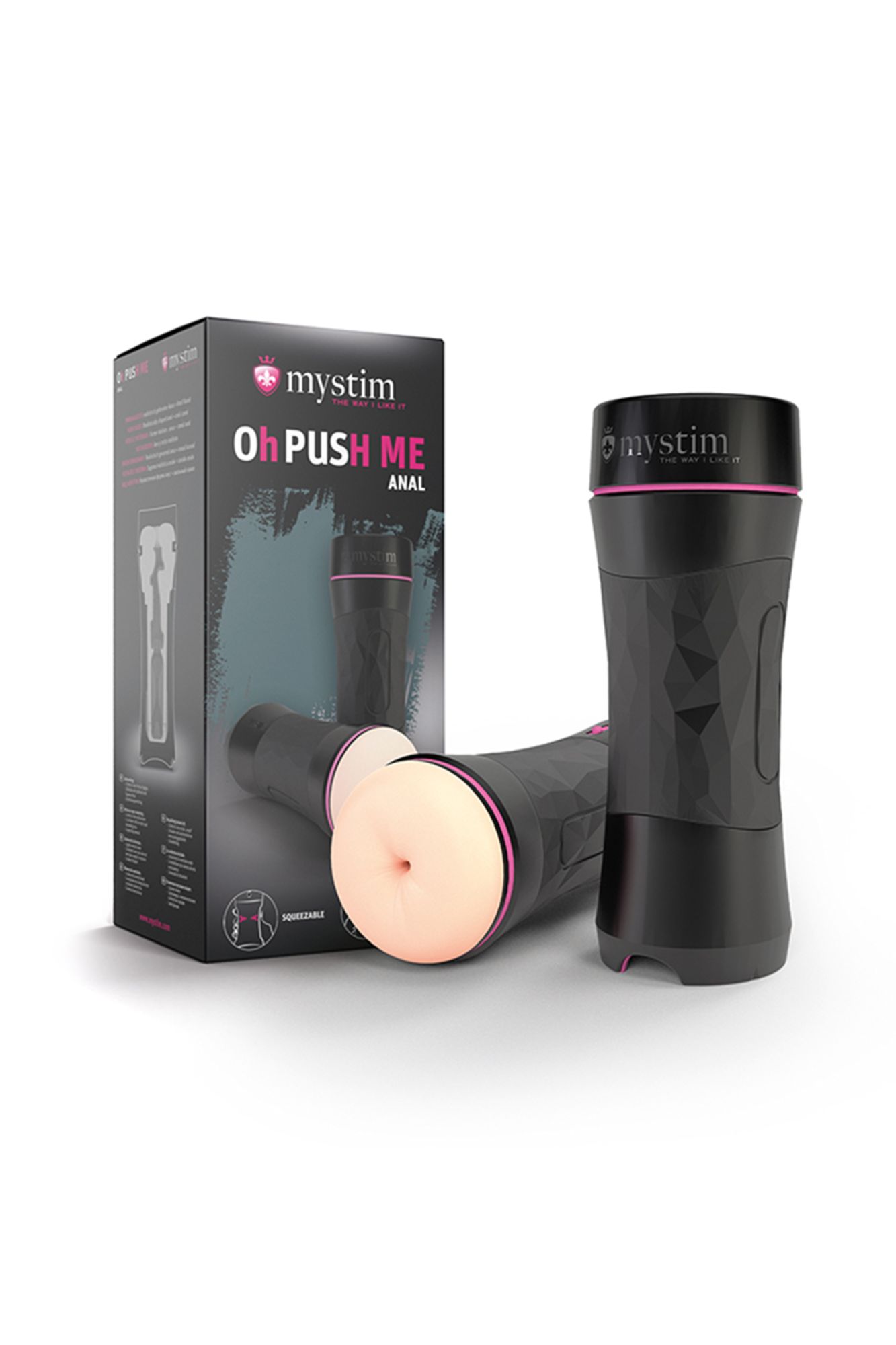 мастурбатор mystim oh push me anal,tpe, телесный, 21,5 см в России
