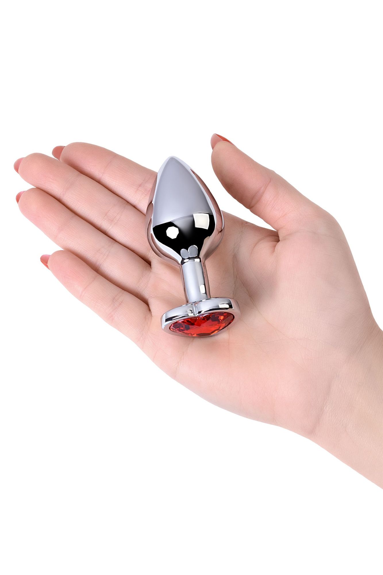 анальная втулка metal by toyfa, металл, серебряная, с красным кристаллом, 7 см, ø 2,7 см, 50 г в России