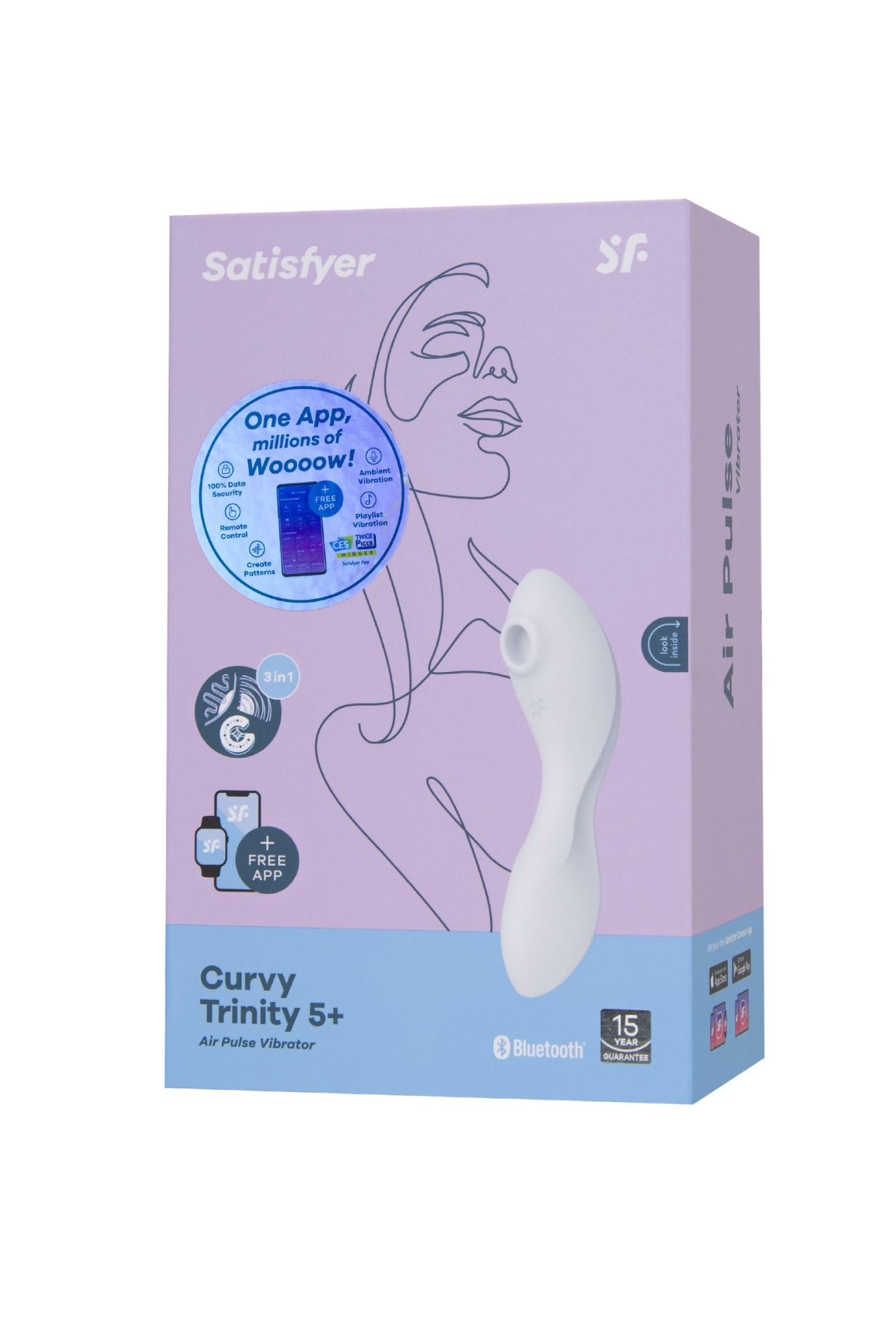 вакуумный стимулятор клитора satisfyer curvy trinity 5+, белый в России