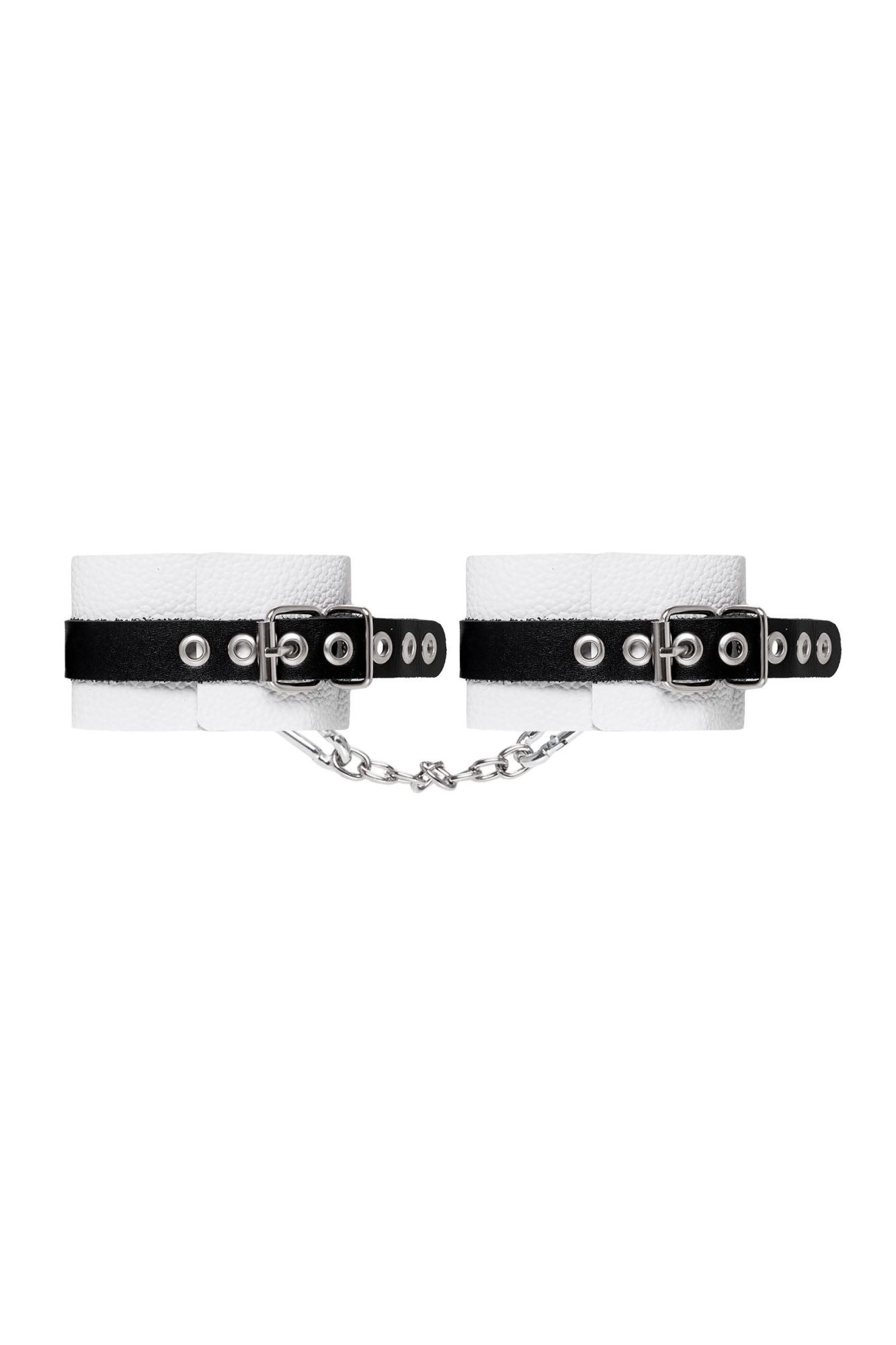 оковы pecado bdsm, мягкие, с одним ремешком, с люверсами, натуральная кожа, бело-чёрные в России