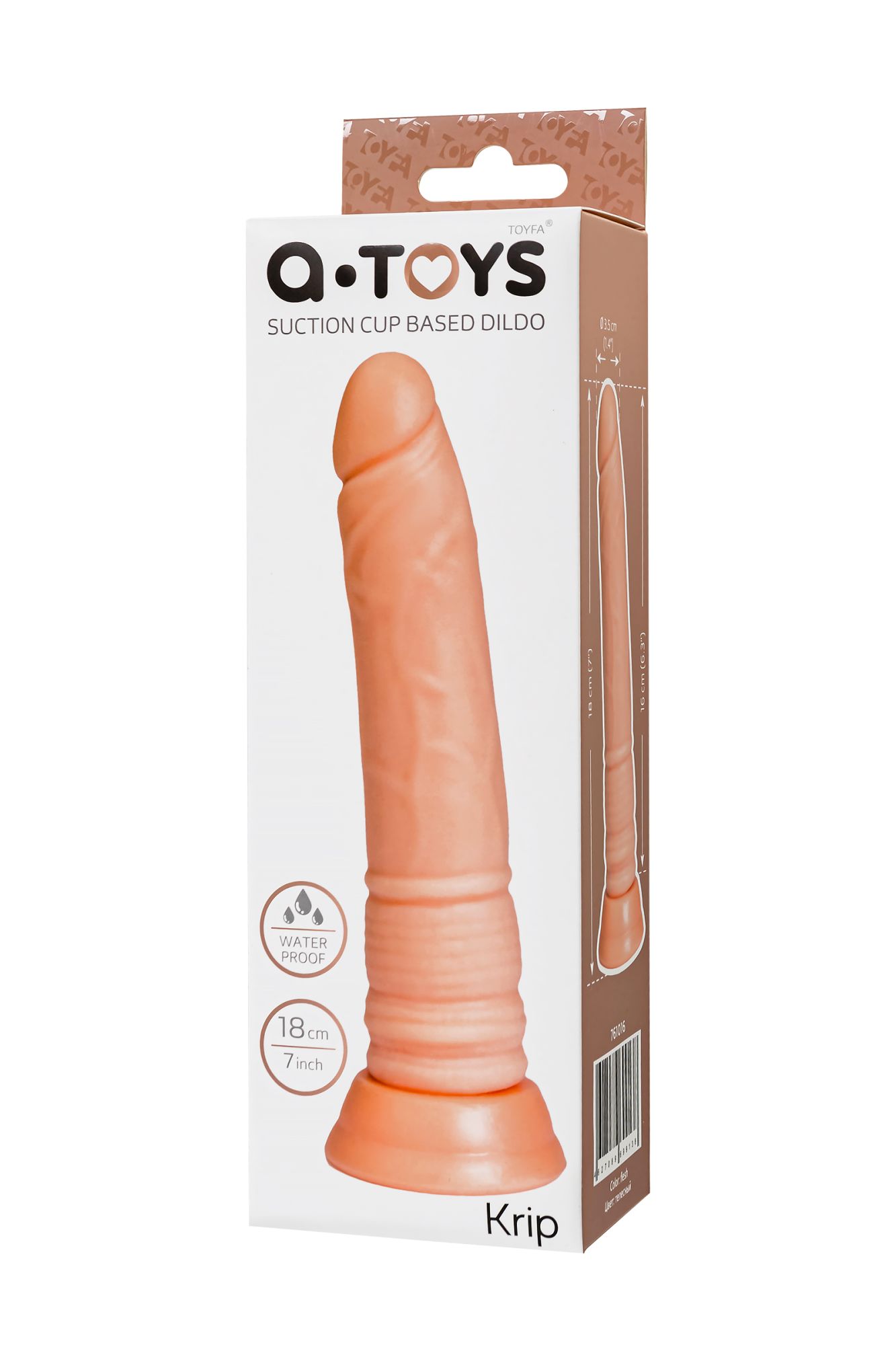 реалистичный фаллоимитатор toyfa  a-toys krip, tpe, телесный, 18 см в России