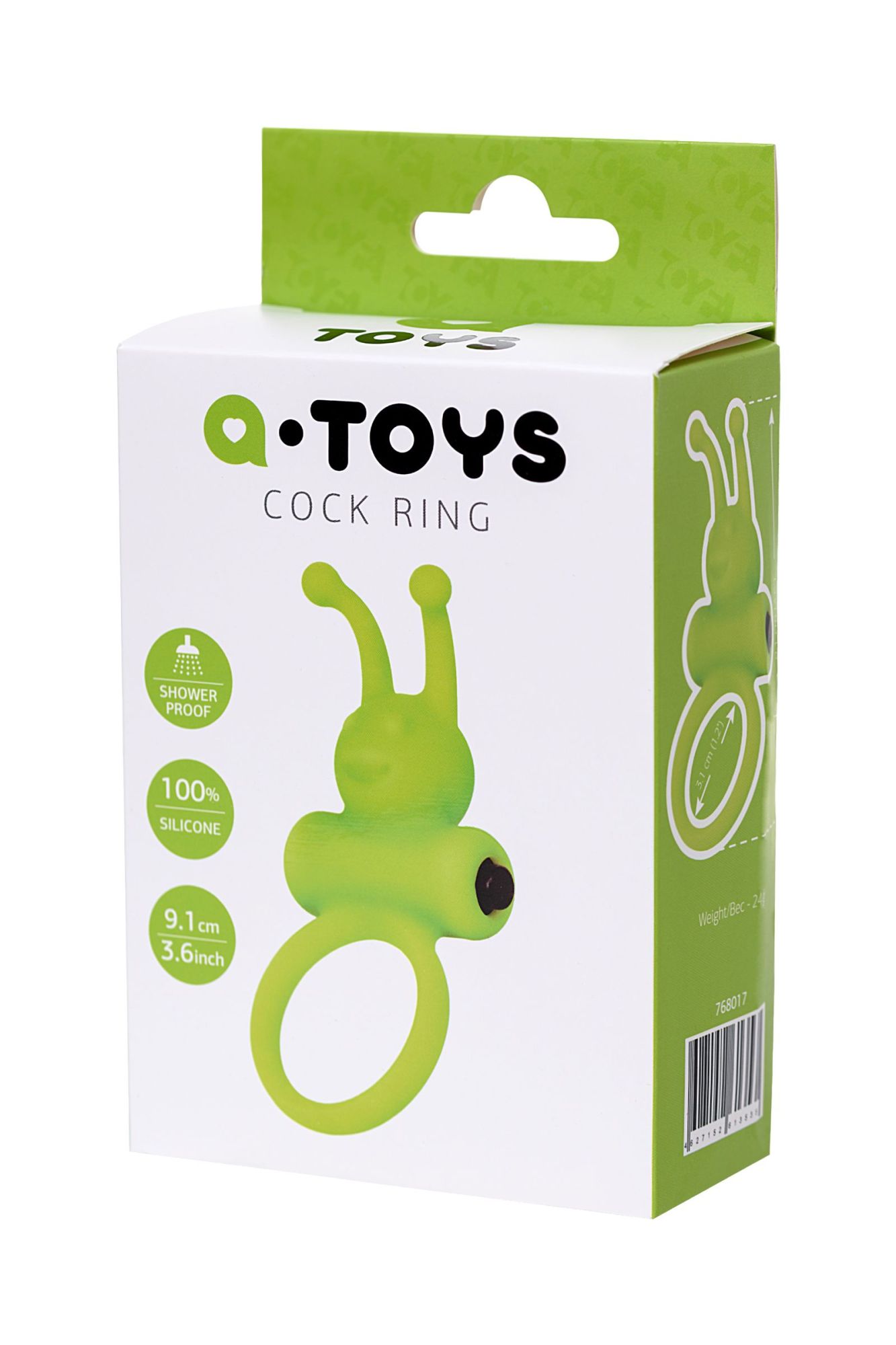 эрекционное кольцо на пенис a-toys by toyfa flik, силикон, зеленый, 9,1 см, ø 3,1 см в России