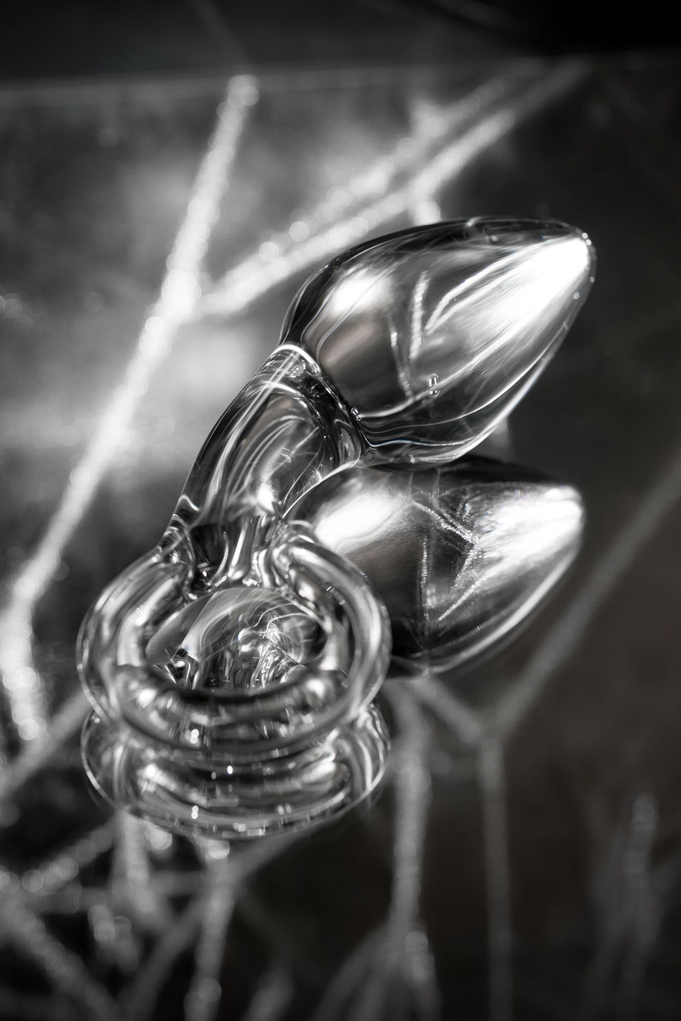 анальная втулка sexus glass, стекло, прозрачная, 14,5 см, ø 4 см с колечком в России