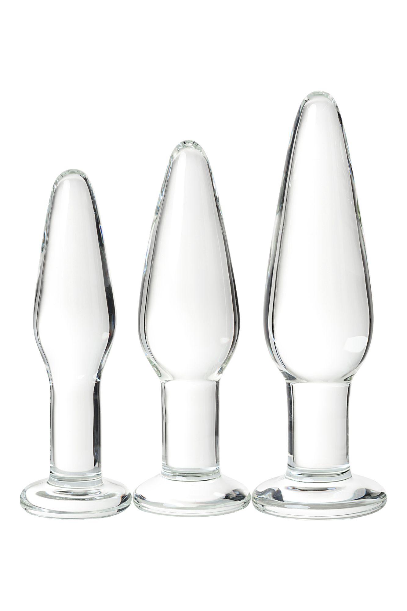 набор анальных втулок sexus glass, стекло, прозрачный, 14/12,5/12 см, ø 4/3,5/3 см в России