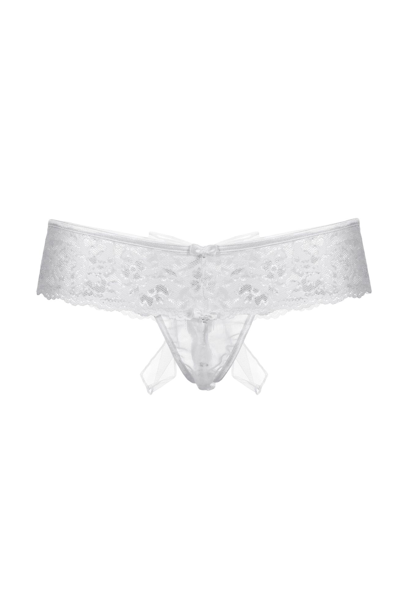Эротическое шортики с бантиком открытые кружевные softline collection, белый, s/m в России