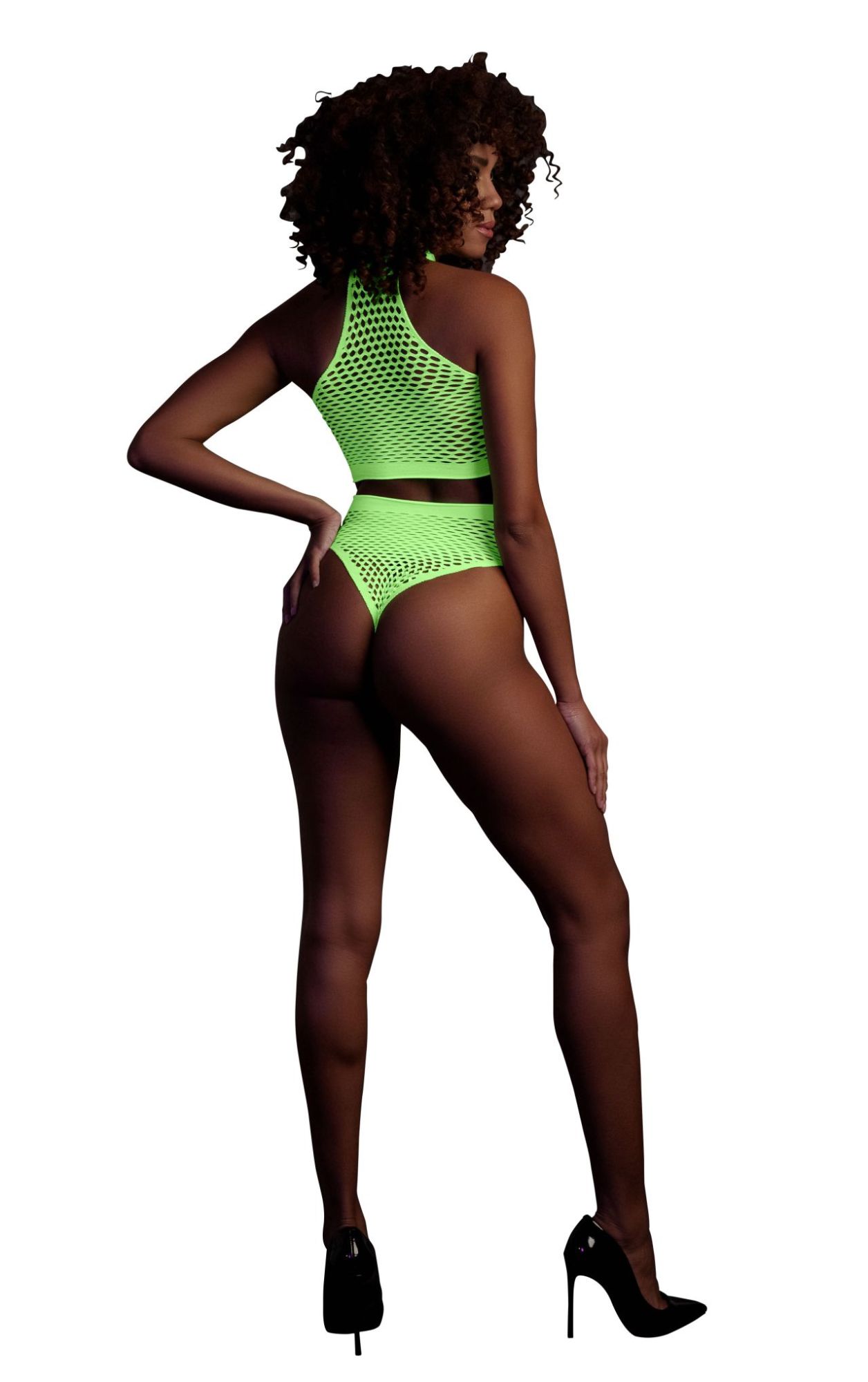 Эротическое топ и трусики turtle neck and high waist slip - green - xs/xl в России