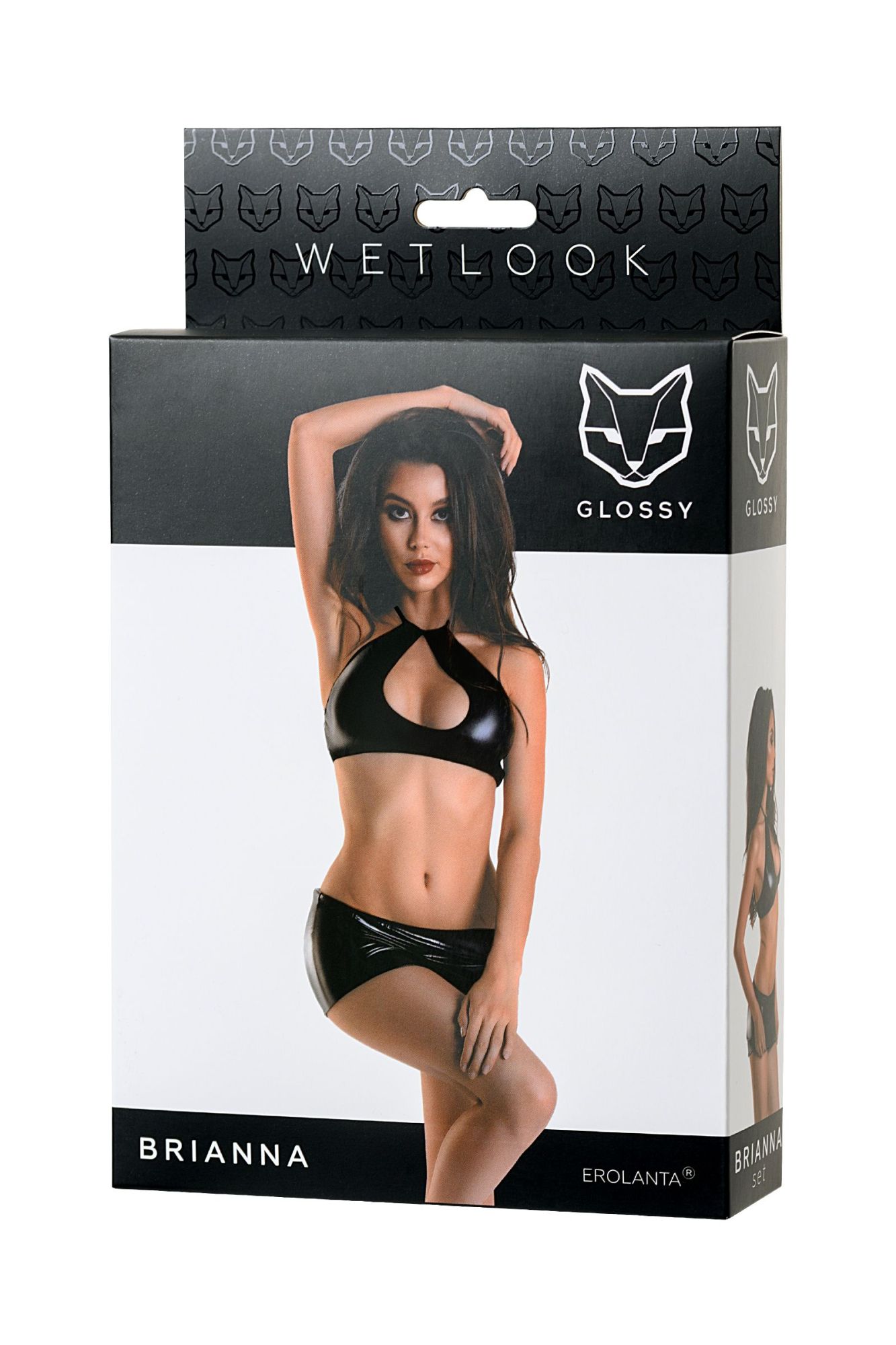 Эротическое комплект glossy brianna из материала wetlook, черный, s в России