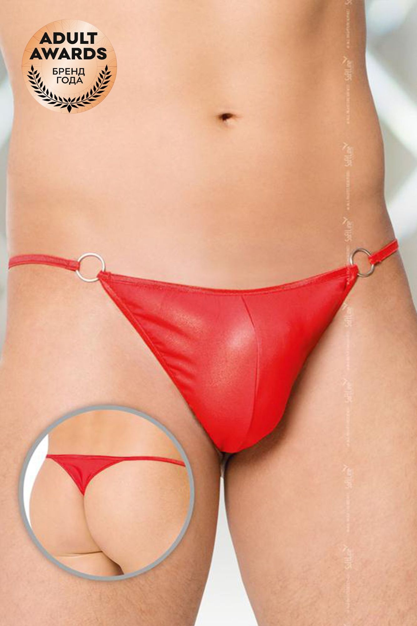Эротическое стринги мужские wetlook softline collection, красный, s/l в России