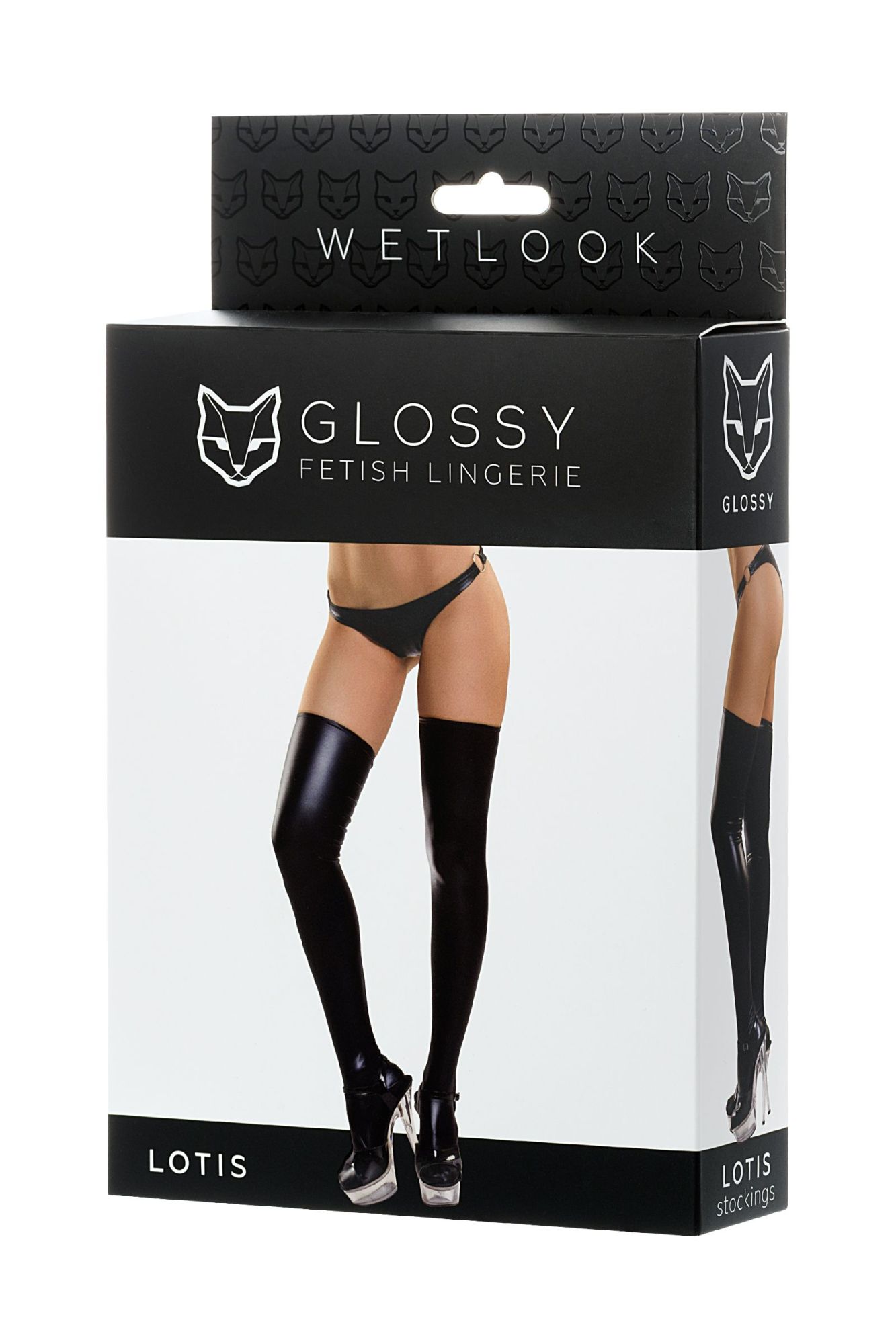 Эротическое чулки glossy lotis из материала wetlook, черный, s в России
