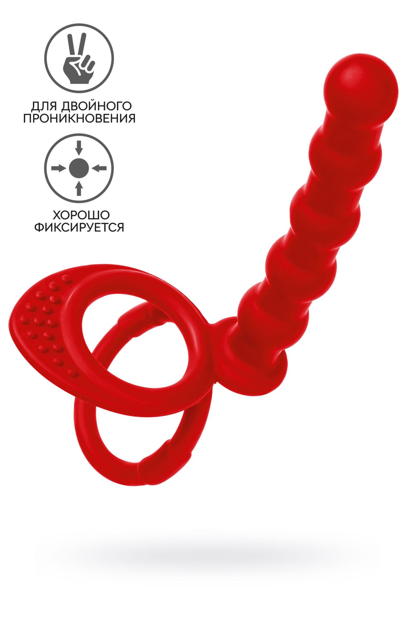 насадка на пенис для двойного проникновения black&red by toyfa, силикон, красная, 19,5 см в России
