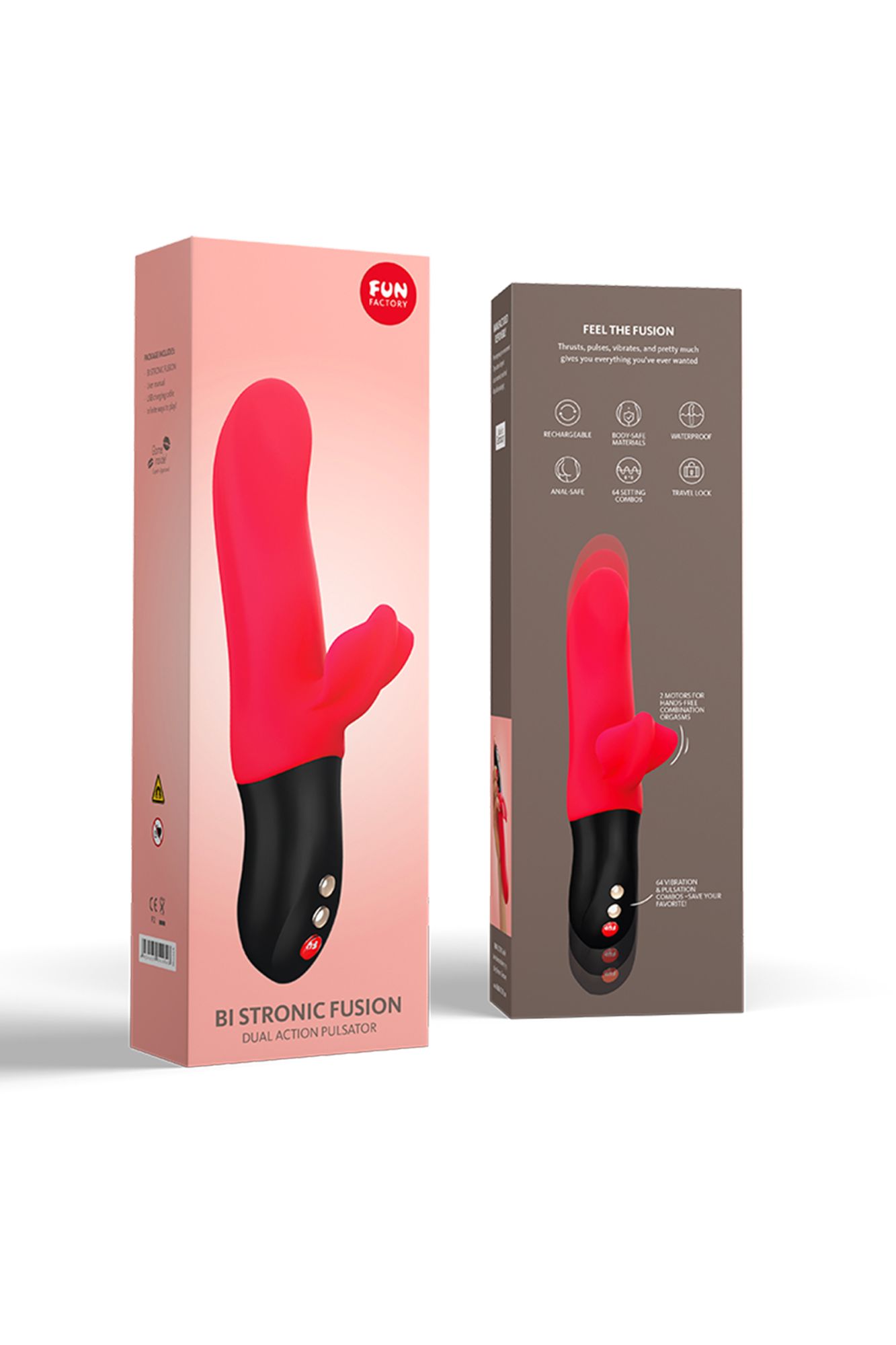 пульсатор fun factory bi stronic fusion, силикон, красный, 22 см в России