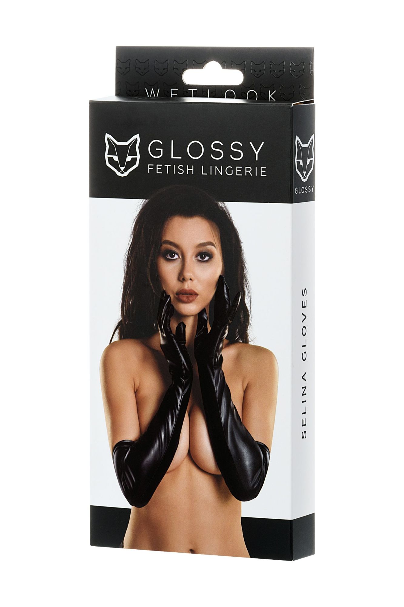 перчатки glossy selina из материала wetlook выше локтя, черный, m в России