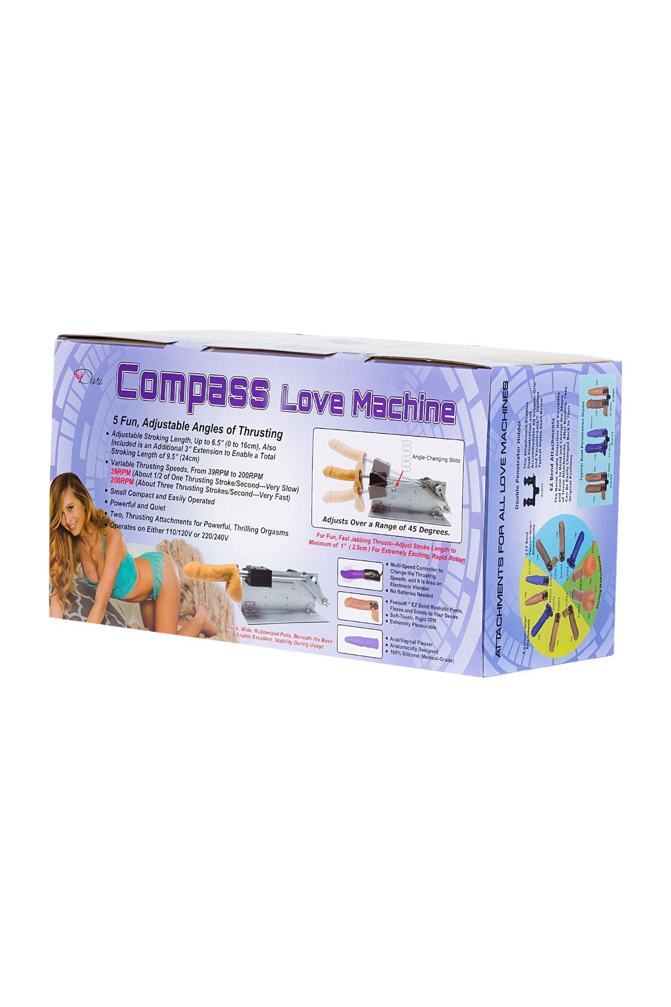 секс-машина diva compass, с двумя насадками, металл, серебряная, 51 см в России