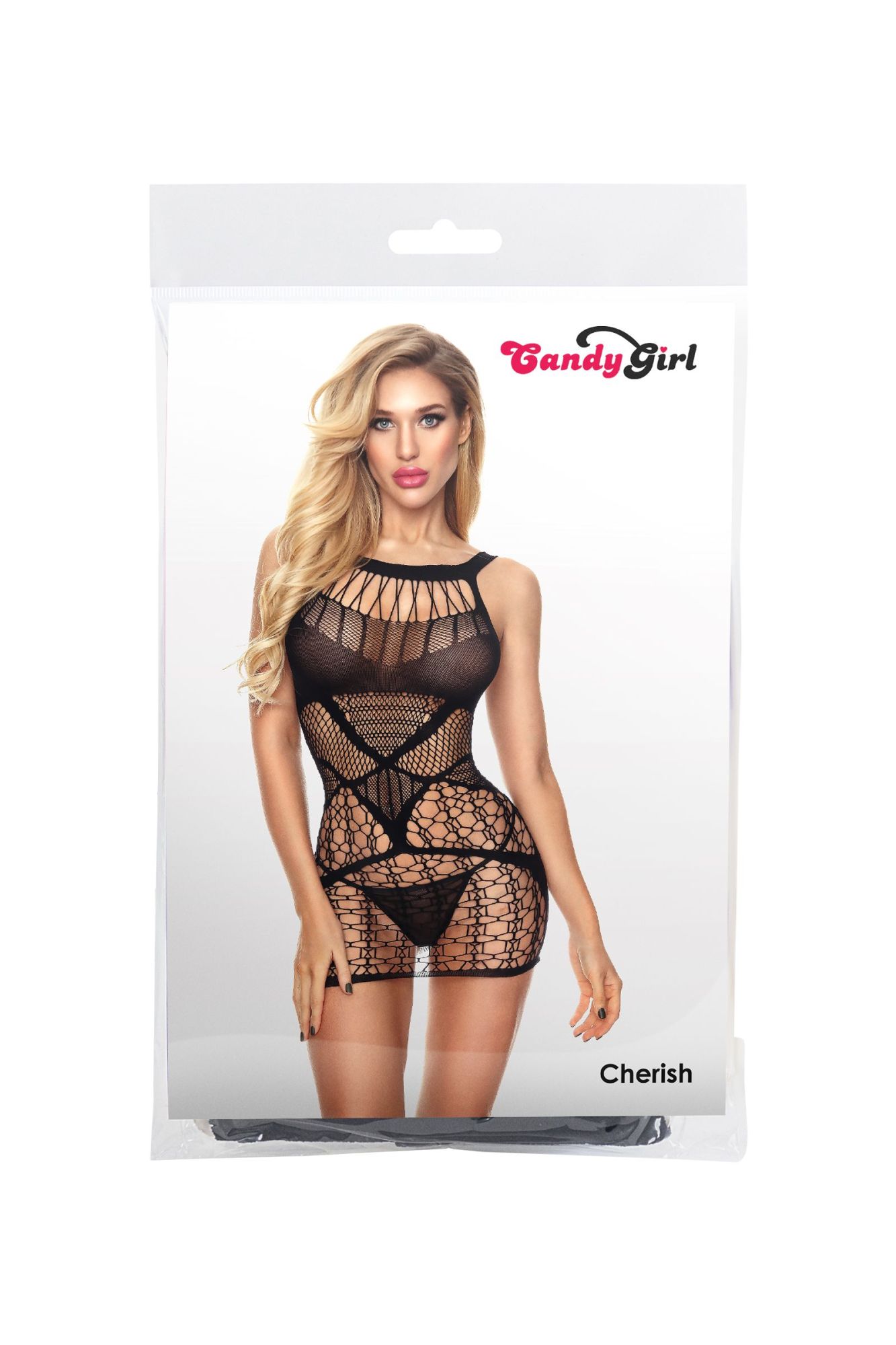 Эротическое платье-сетка и стринги candy girl cherish черные, os в России