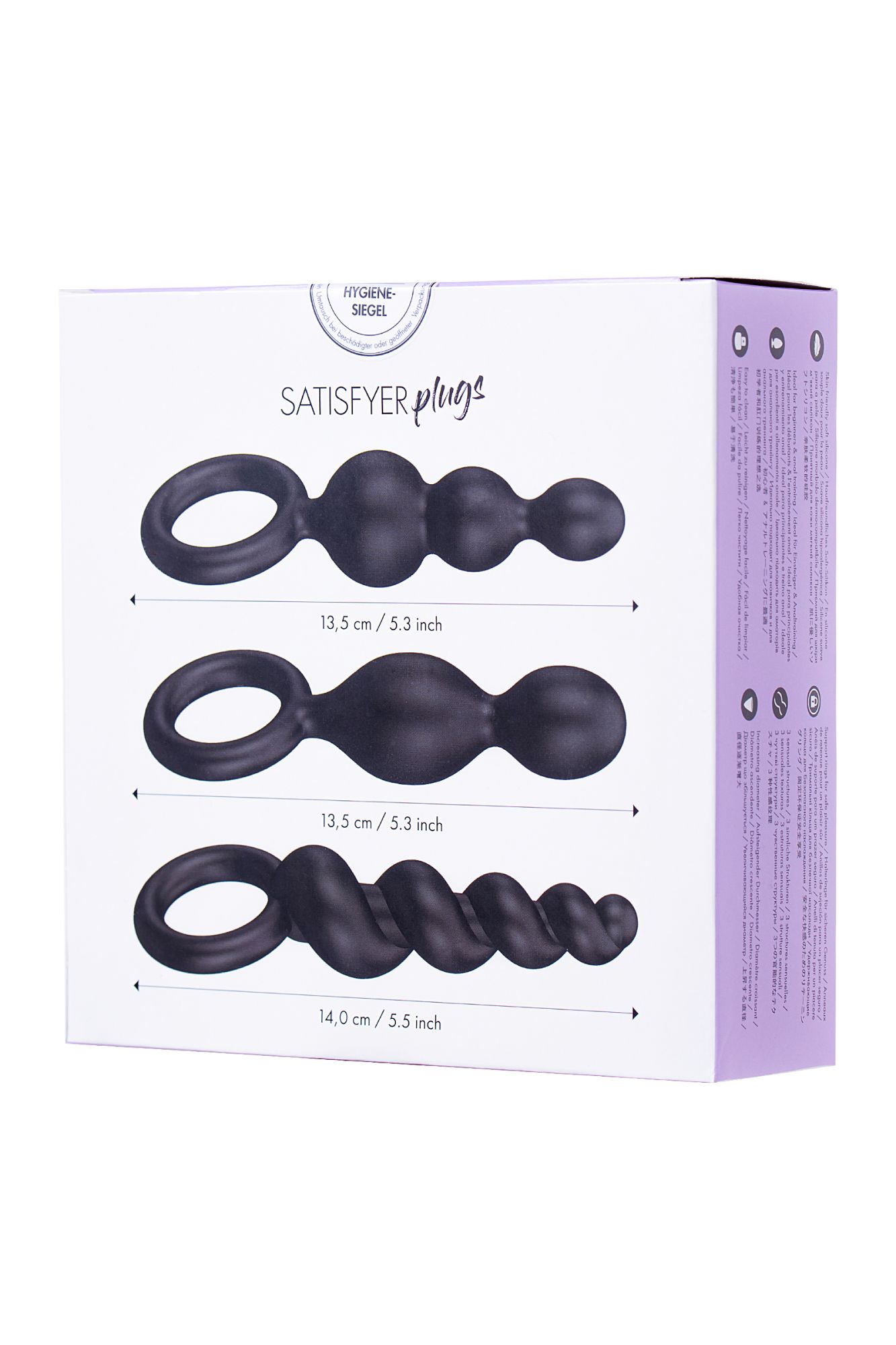 набор анальных плагов satisfyer, силикон, чёрный, 13,5 см. в России