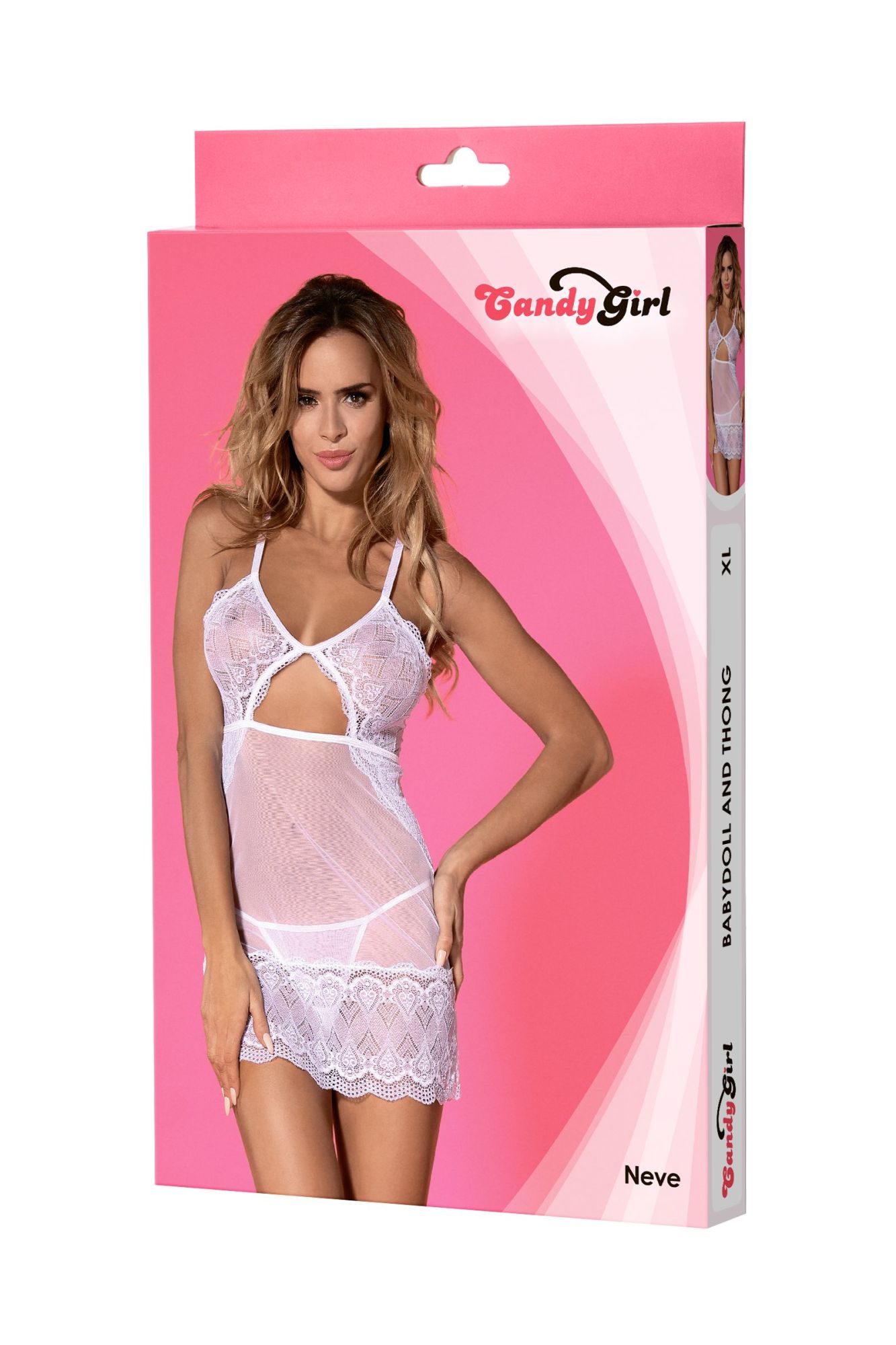 Эротическое комбинация и стринги candy girl neve белые, xl в России