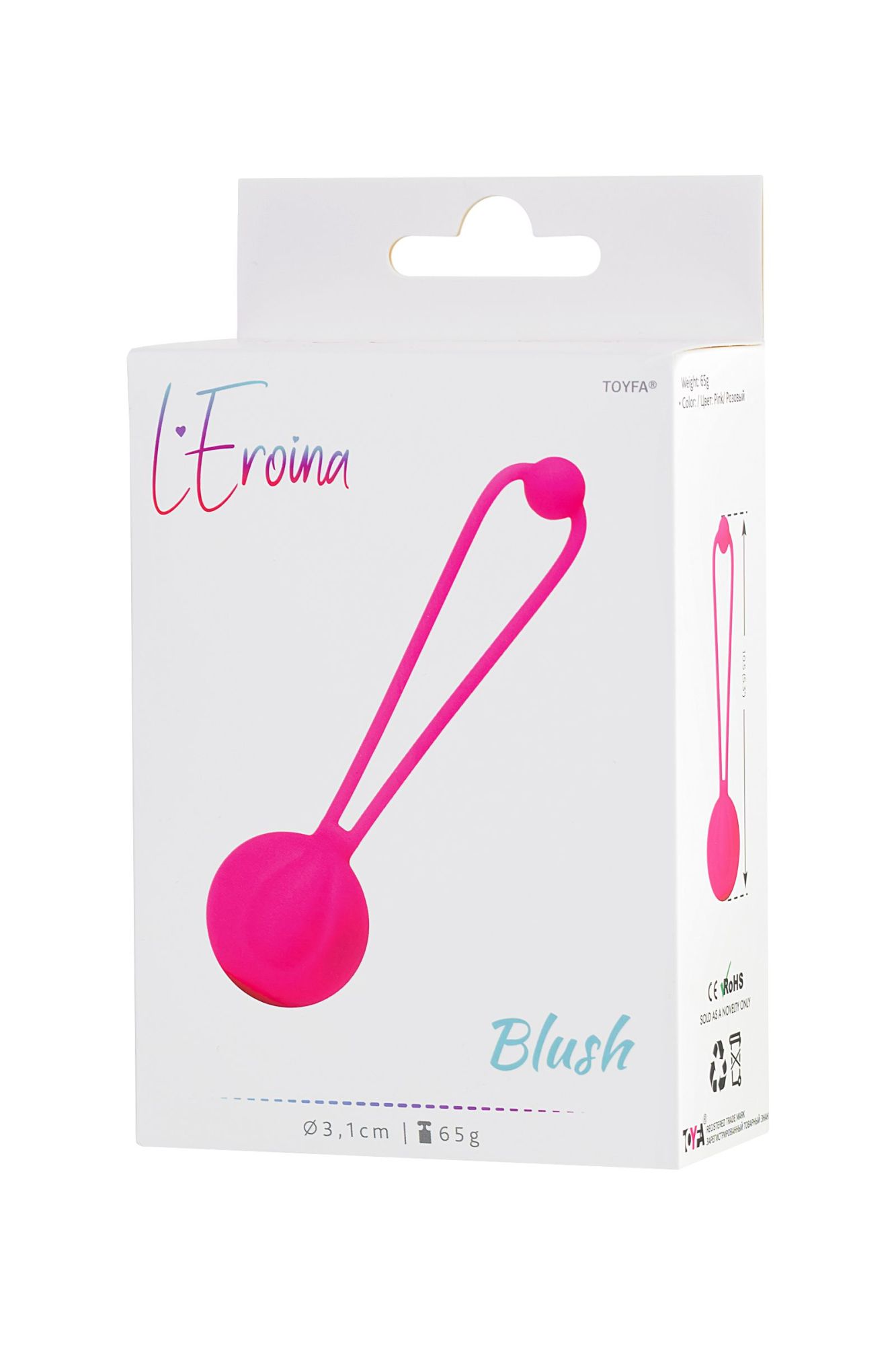 вагинальный шарик l'eroina by toyfa blush, силикон, розовый,10,5 см в России