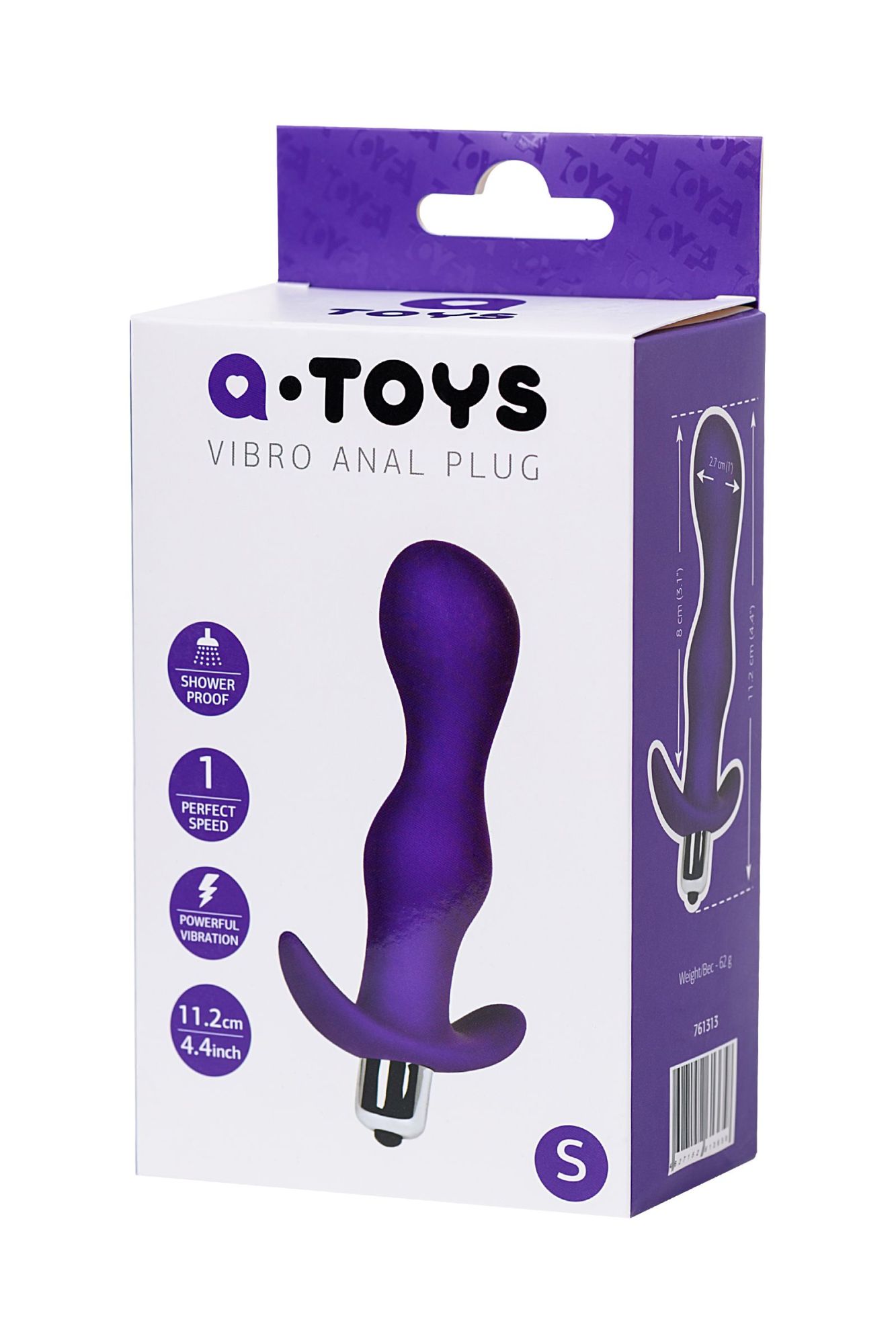 анальная пробка с вибрацией a-toys by toyfa размера s, силикон, фиолетовая, 11,2 см в России
